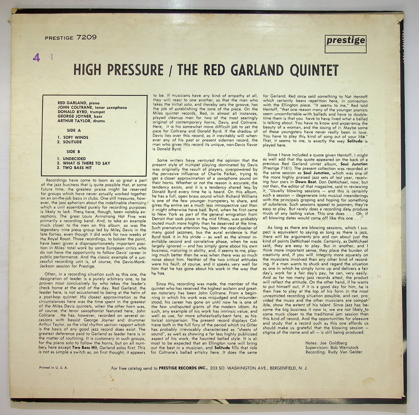 EBOND The Red Garland Quintet John Coltrane - High Pressure Vinile V076092