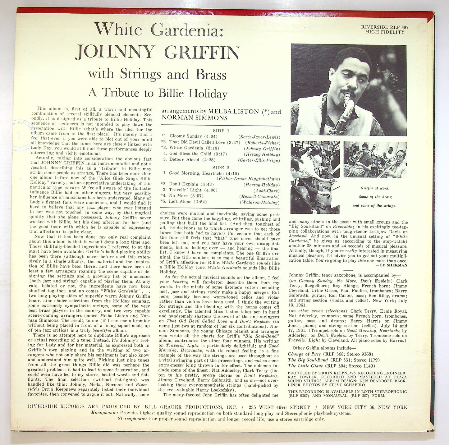 EBOND Johnny Griffin - White Gardenia Vinile V076094