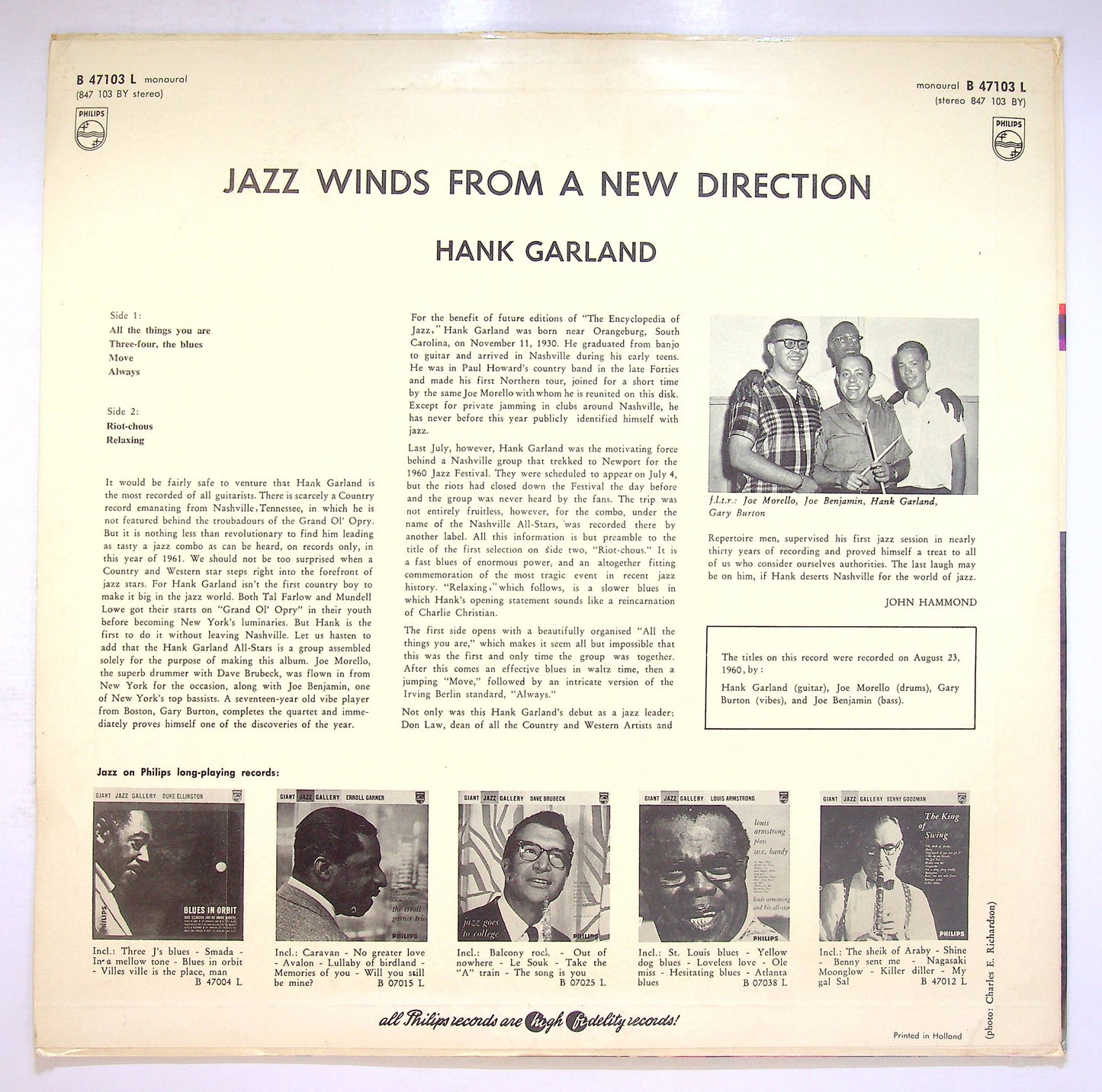 EBOND Hank Garland - Jazz Winds From A New Direction Vinile V076096