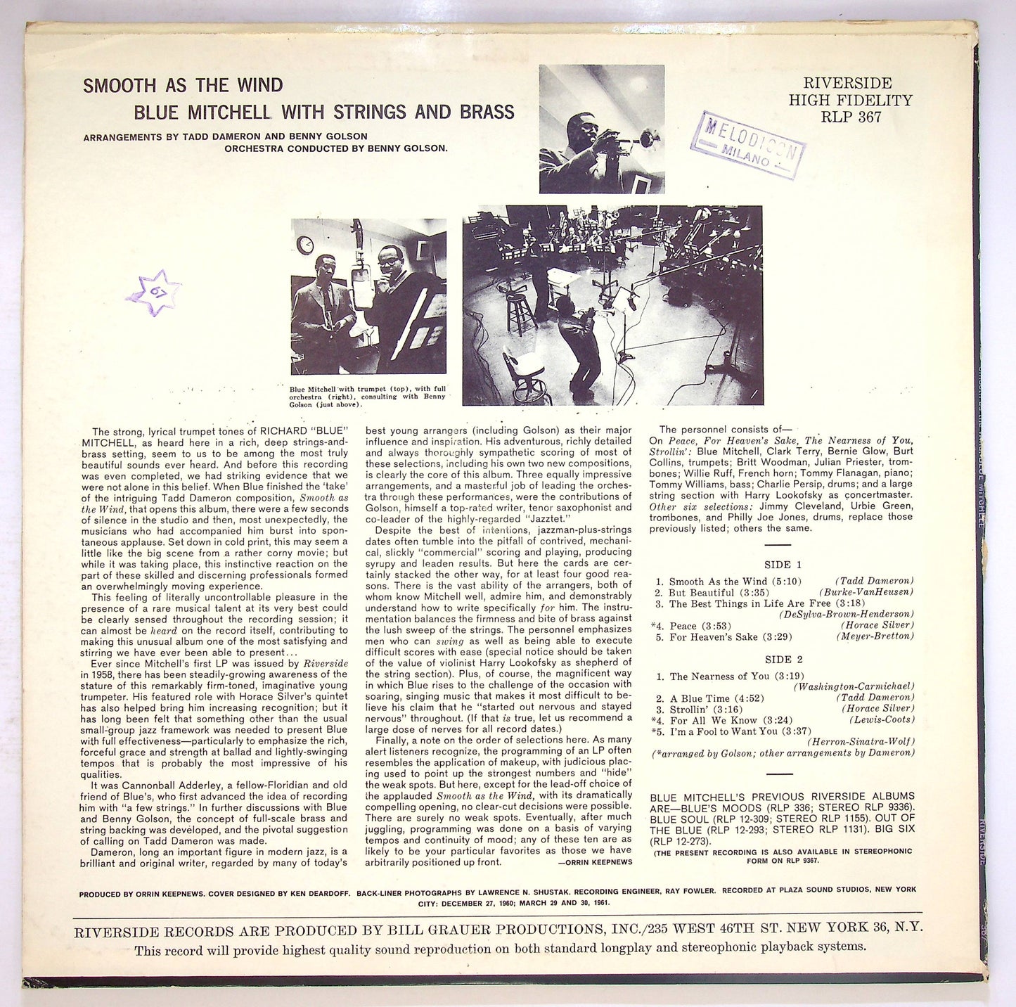 EBOND Blue Mitchell With Strings And Brass - Smooth As The Wind Vinile V076131