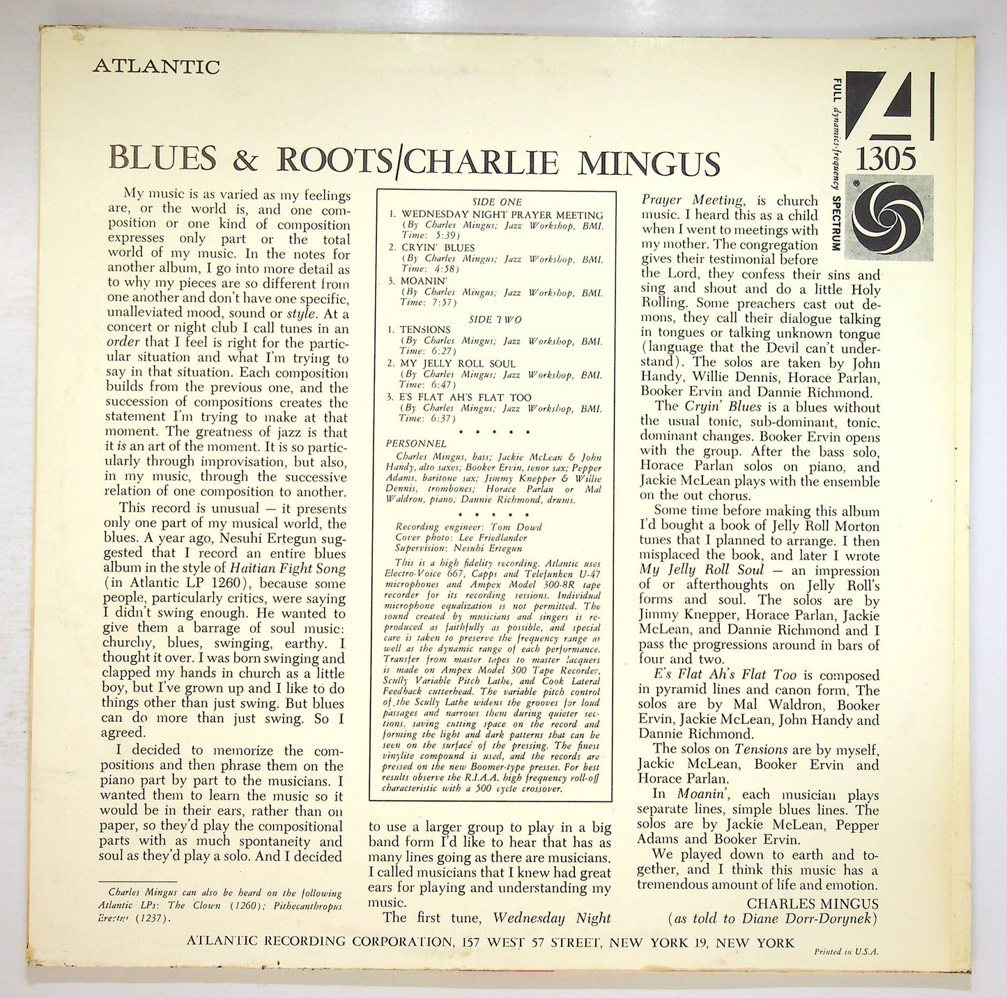 EBOND Charlie Mingus - Blues & Roots Vinile V076133