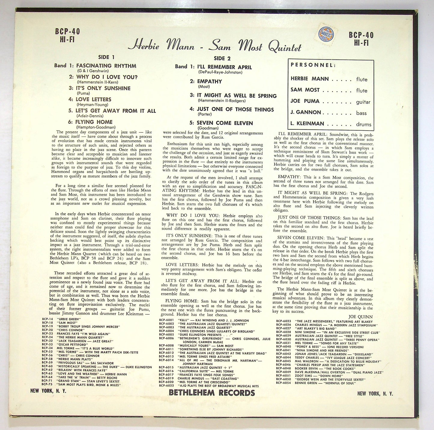 EBOND The Herbie Mann-Sam Most Quintet Vinile V076138
