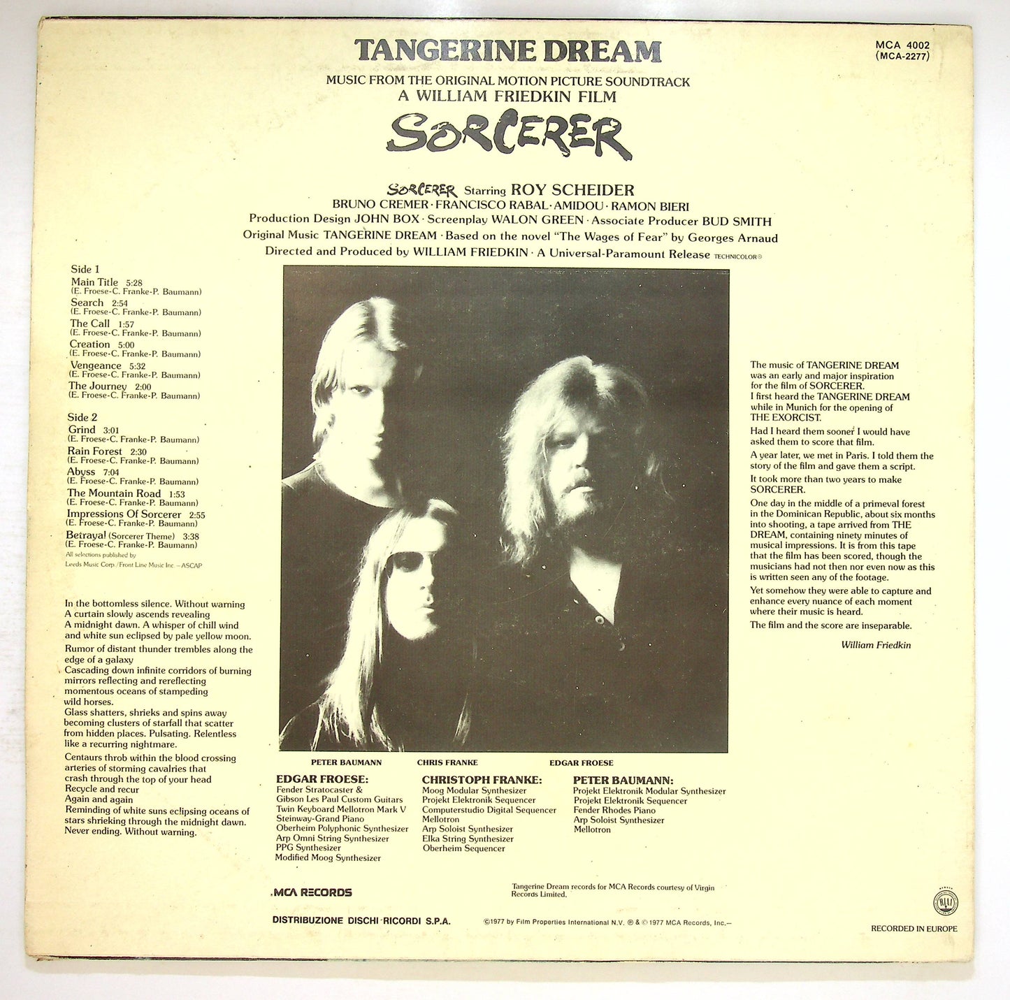 EBOND Tangerine Dream - Sorcerer Vinile V077019