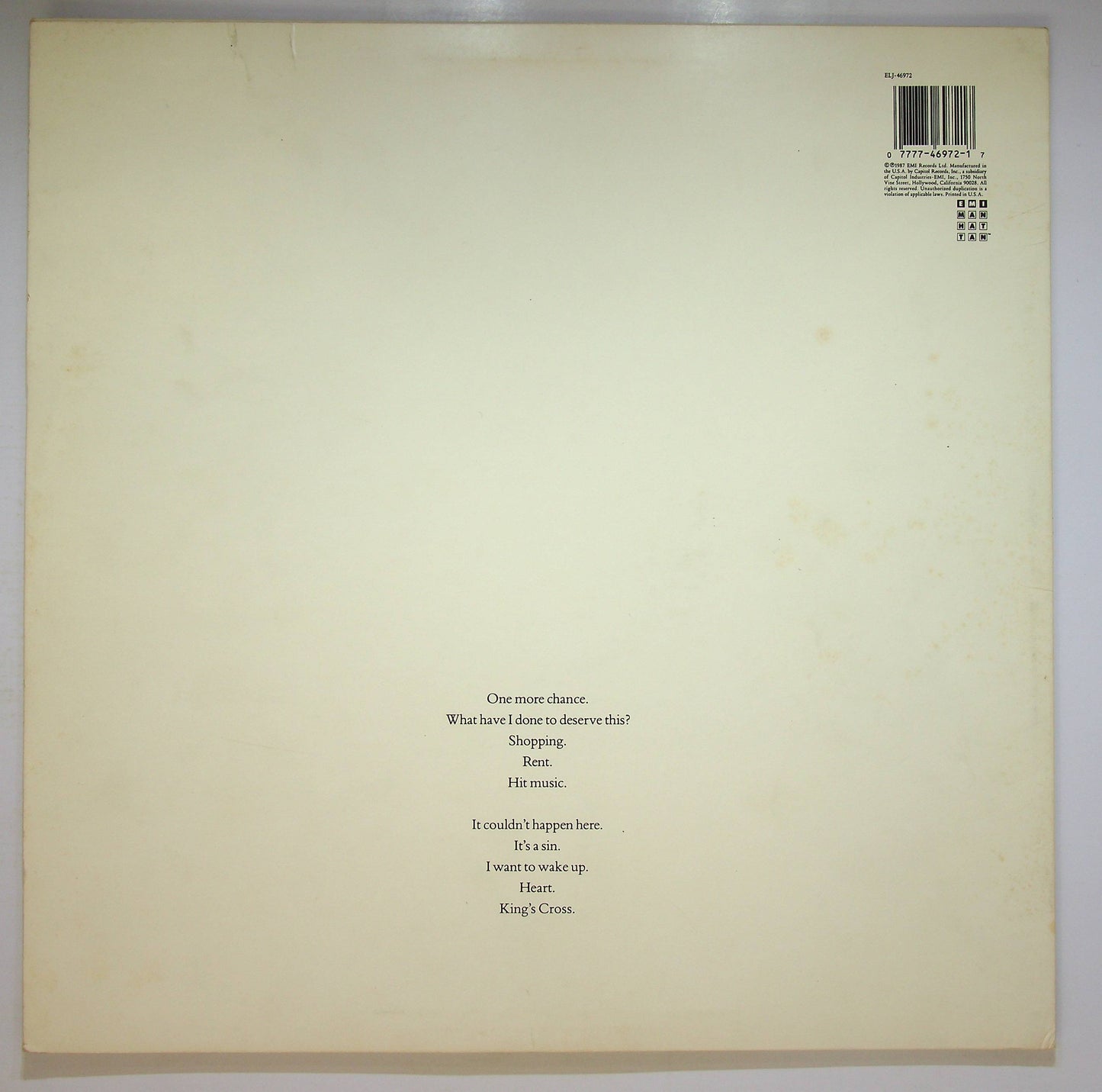 EBOND Pet Shop Boys - Actually Vinile V078000