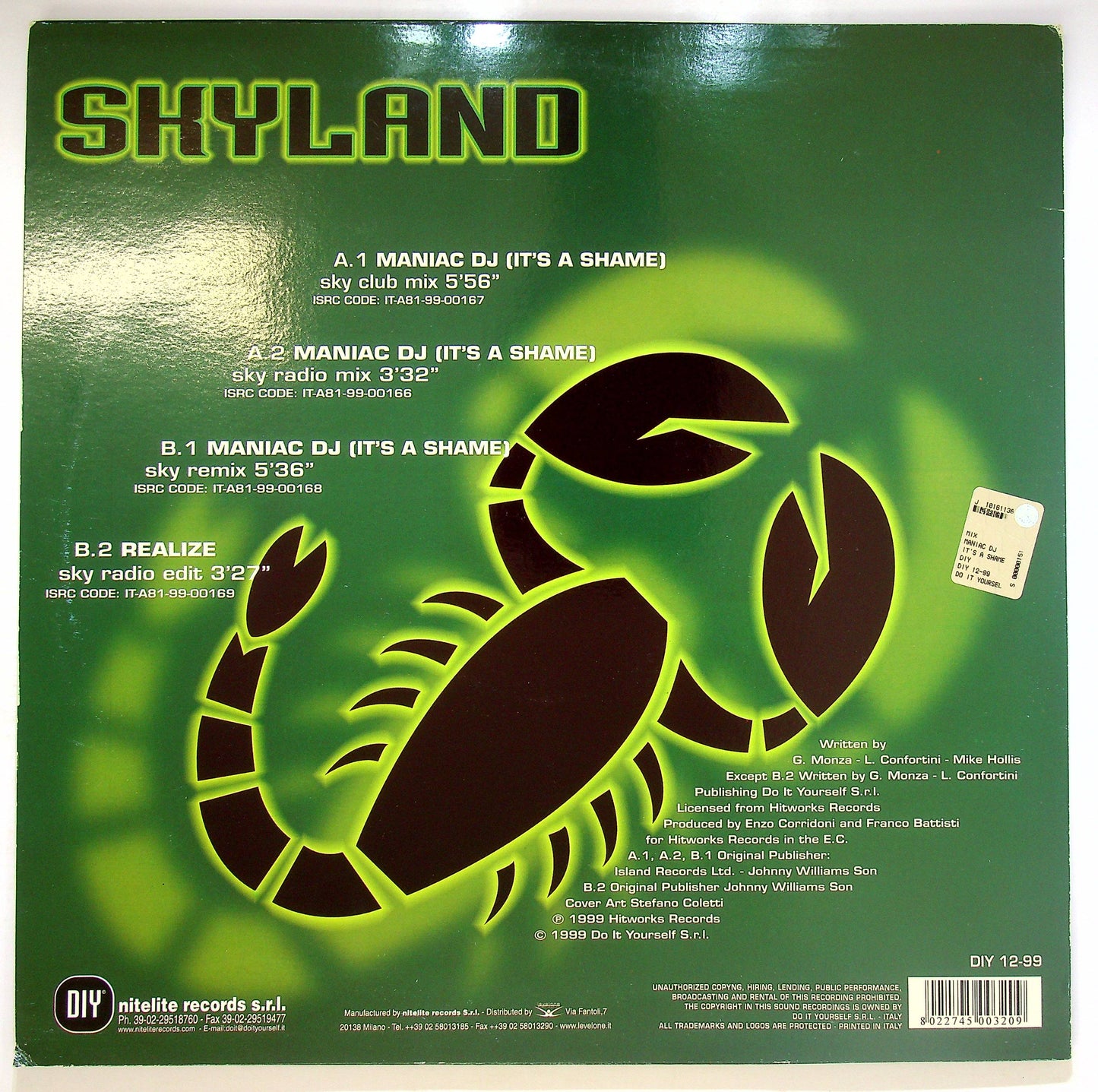 EBOND Skyland - Maniac DJ (It's A Shame) Vinile V078045