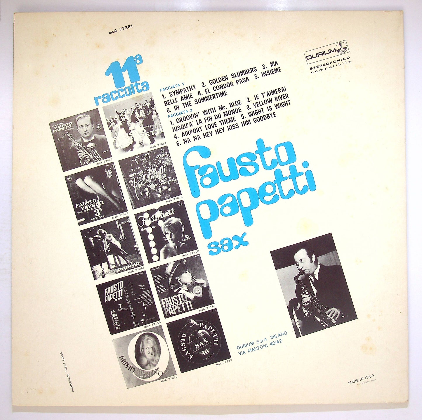EBOND Fausto Papetti - 11a Raccolta Vinile V078129