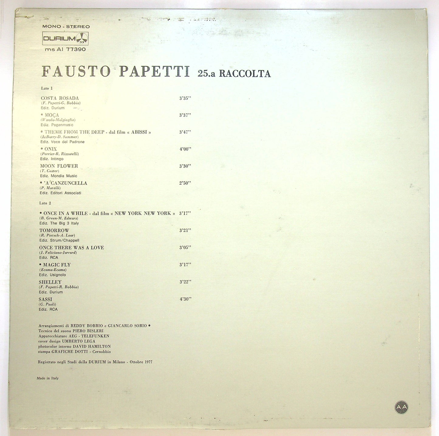 EBOND Fausto Papetti - 25ª Raccolta Vinile V078133
