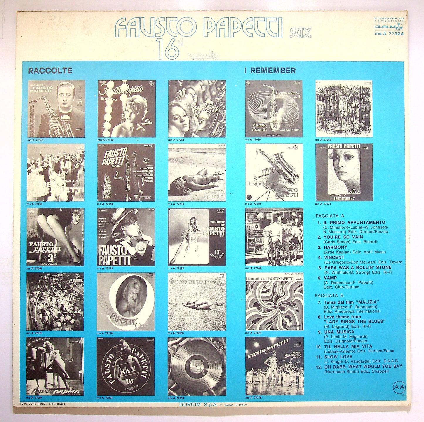 EBOND Fausto Papetti - 16a Raccolta Vinile V078136