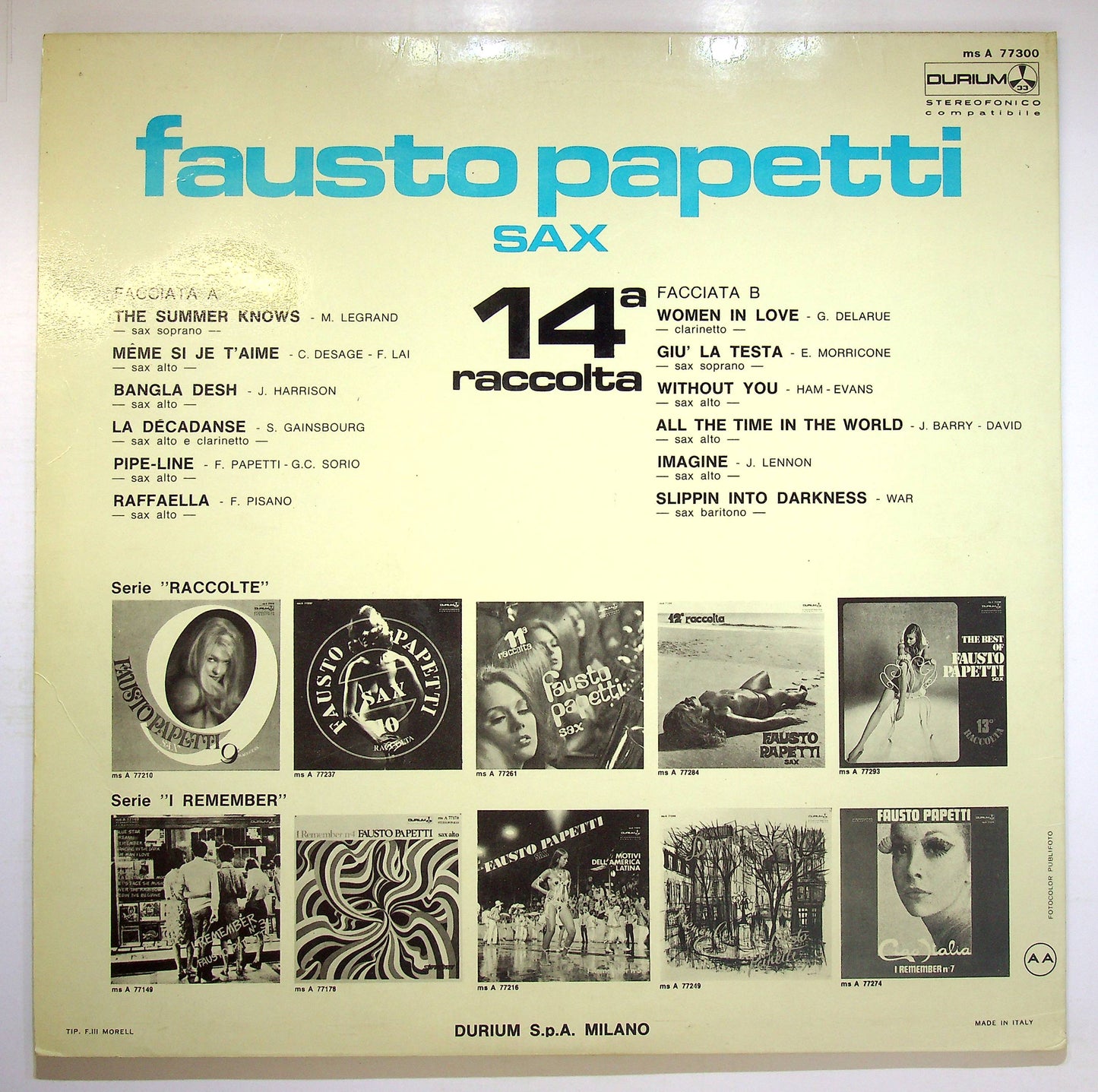 EBOND Fausto Papetti - 14a Raccolta Vinile V078137