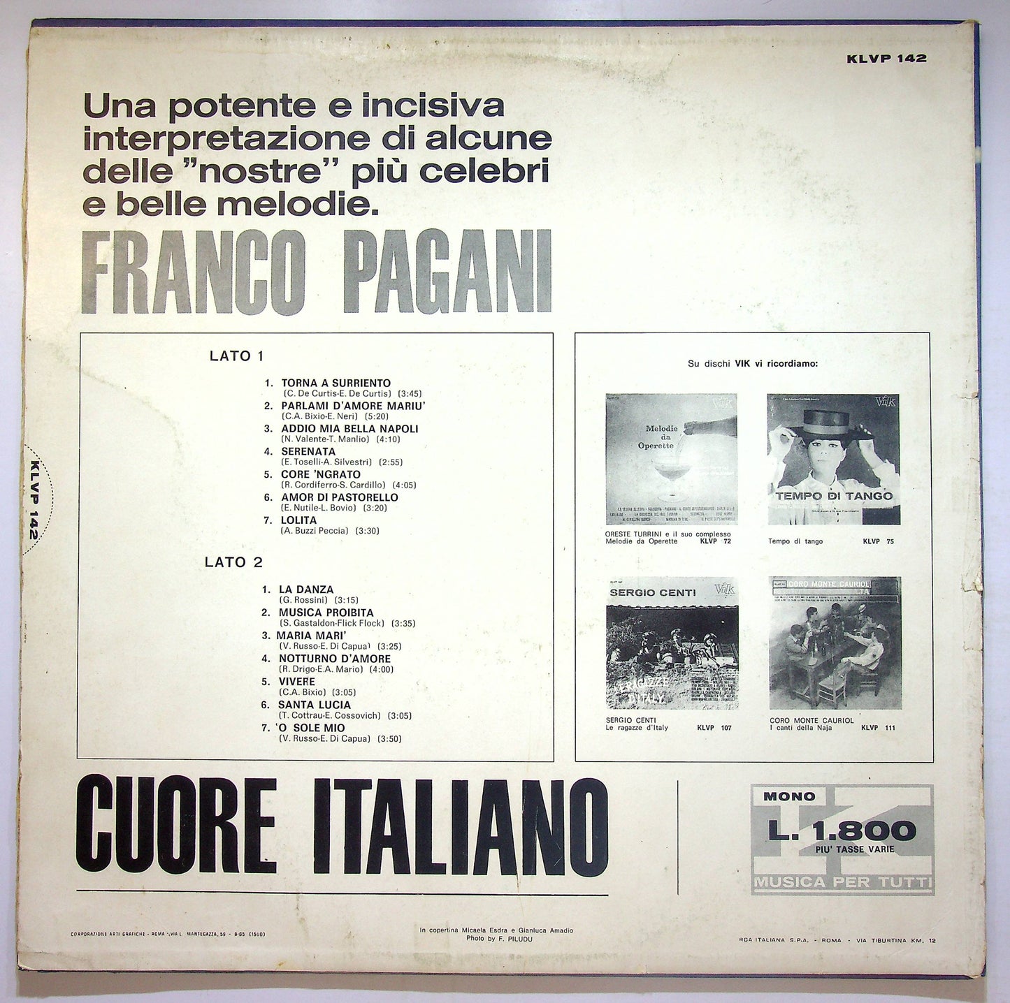 EBOND Franco Pagani - Cuore Italiano Vinile V079057