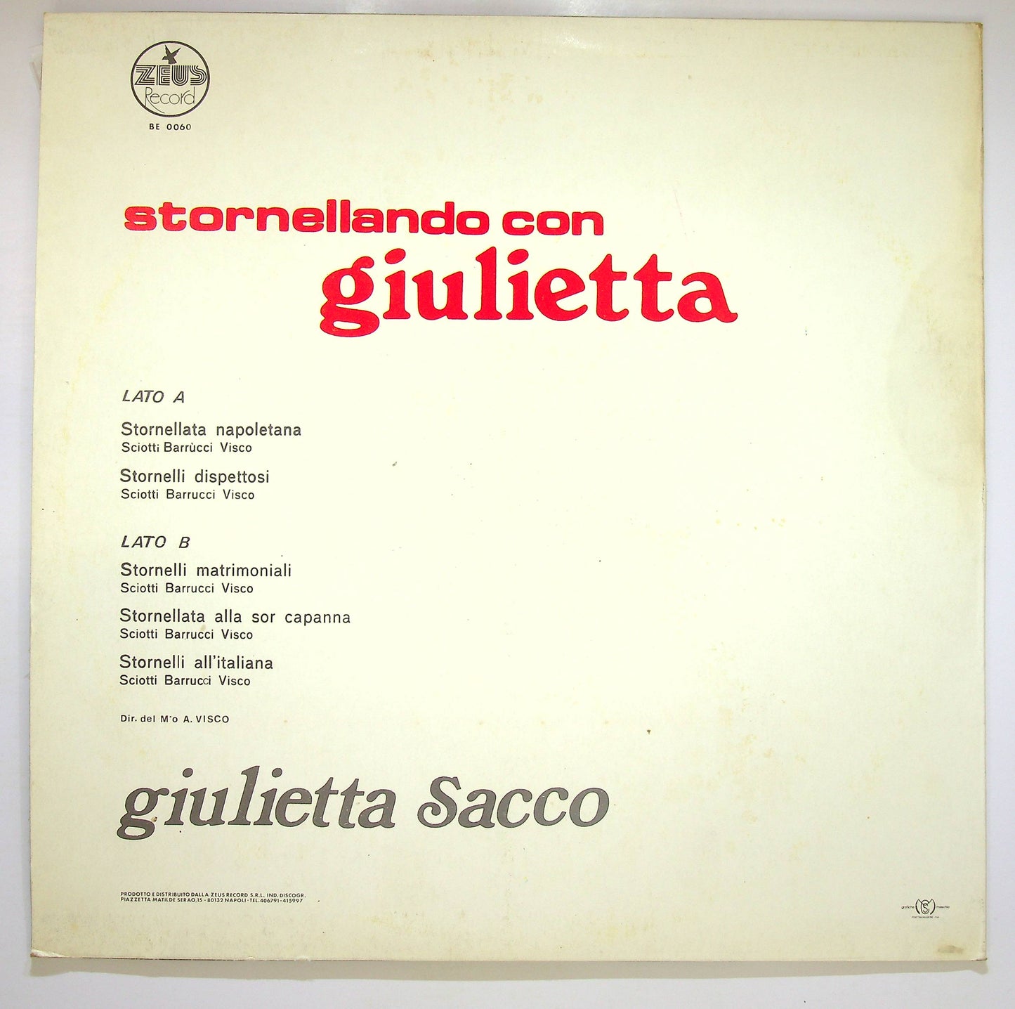 EBOND Giulietta Sacco - Stornellando Con Giuletta Vinile V080079