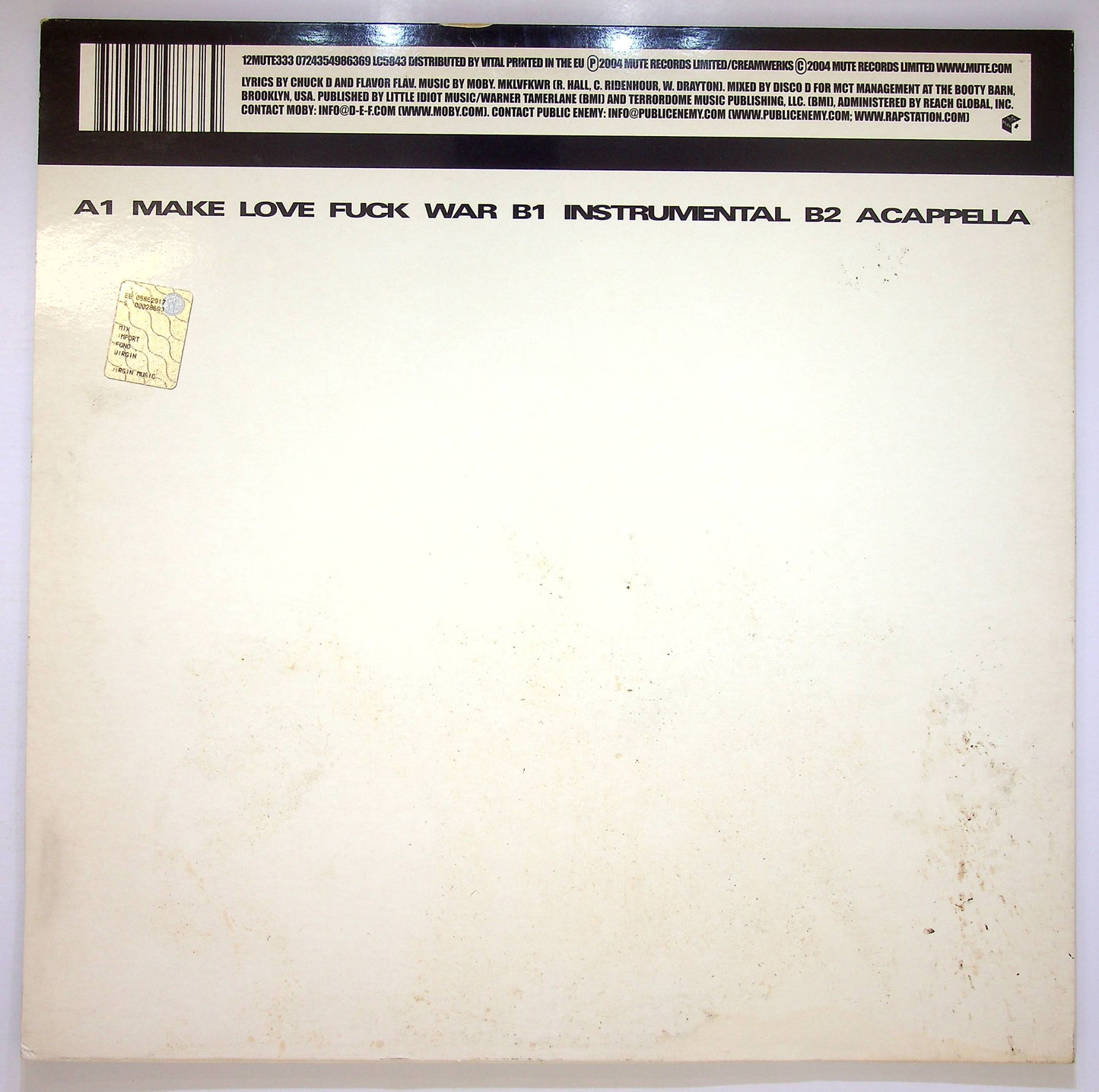 EBOND Moby & Public Enemy - Make Love Fuck War Vinile V080119