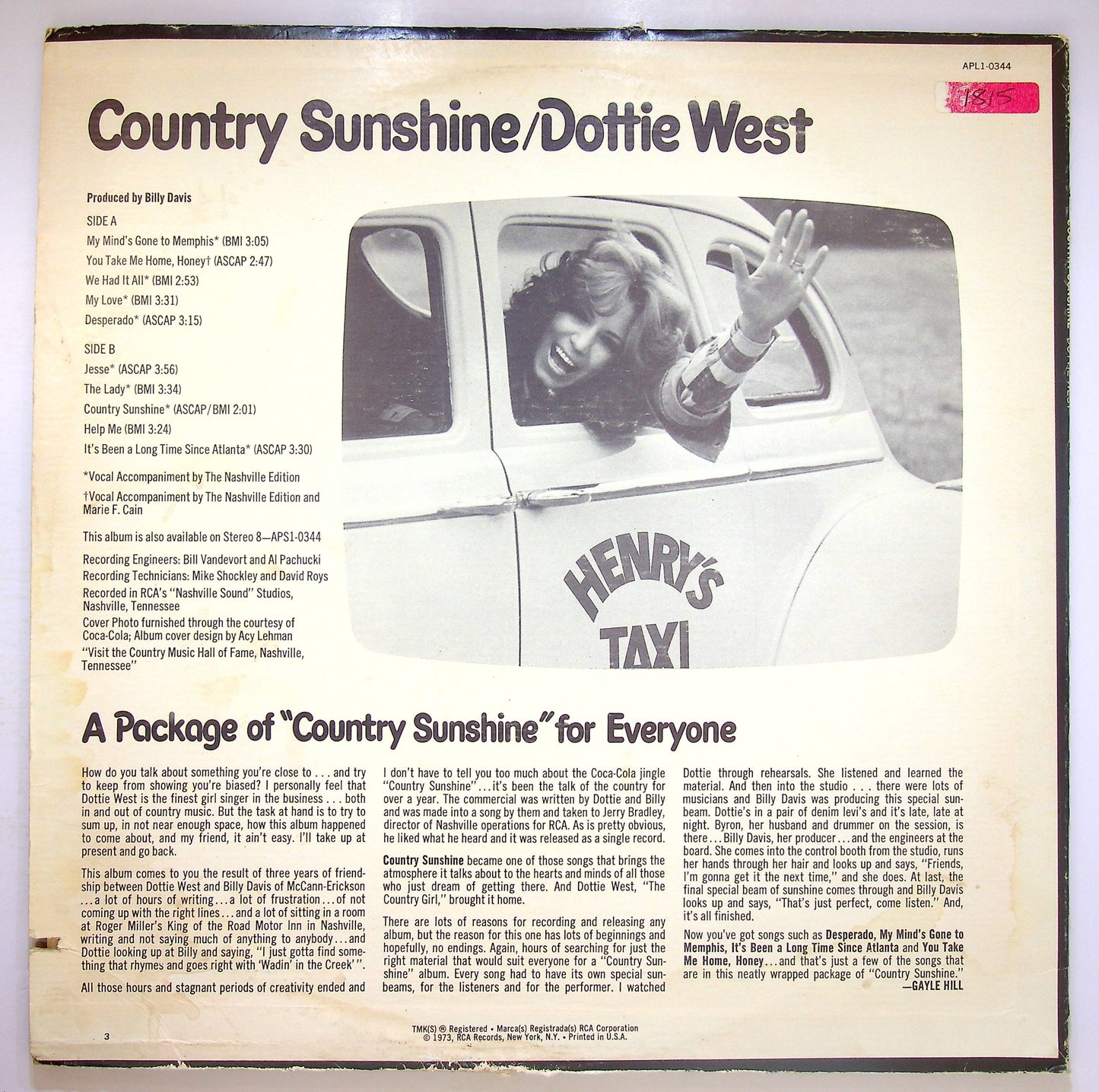 EBOND Dottie West - Country Sunshine Vinile V081018