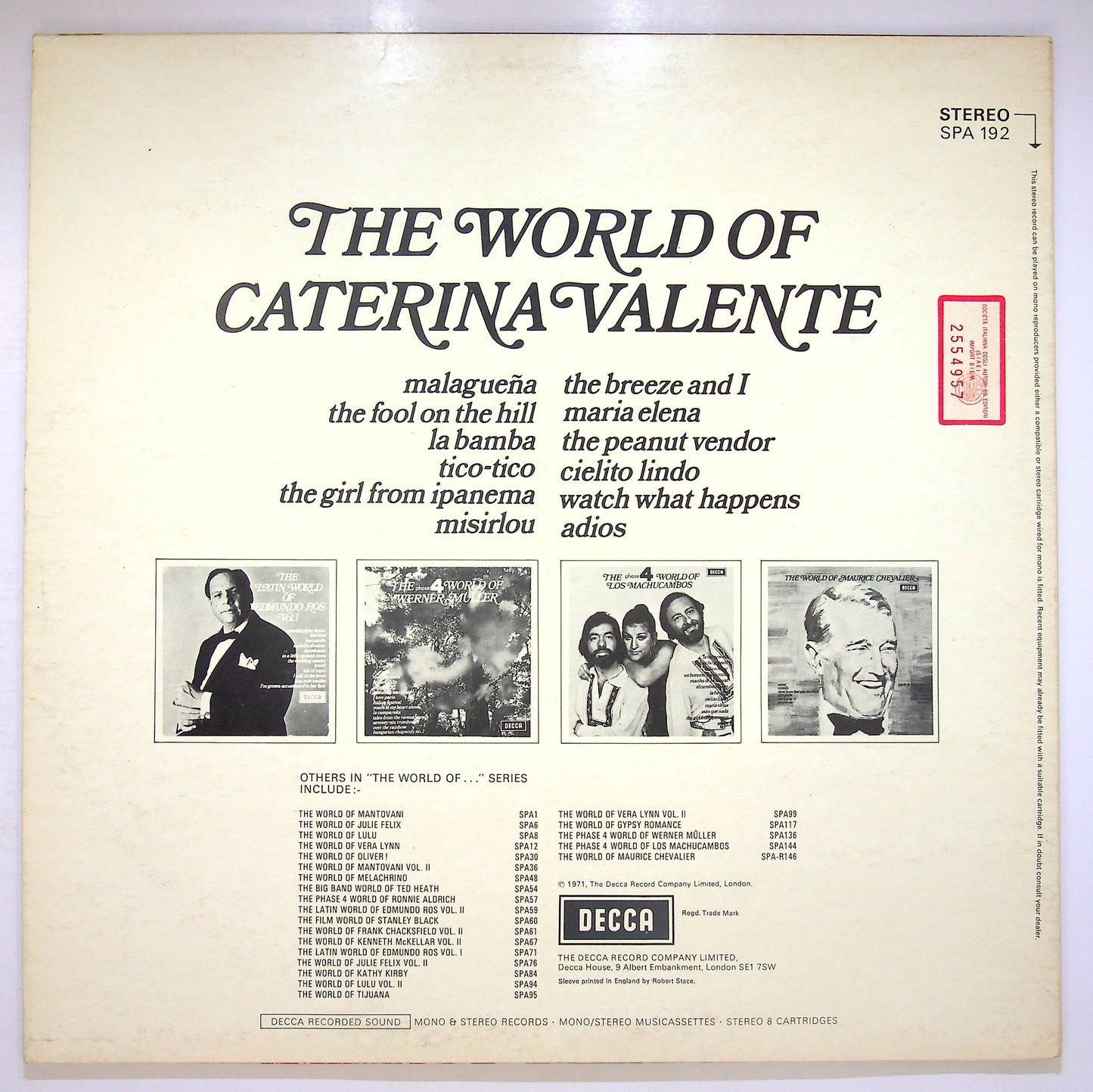 EBOND Caterina Valente - The World Of Caterina Valente Vinile V081094