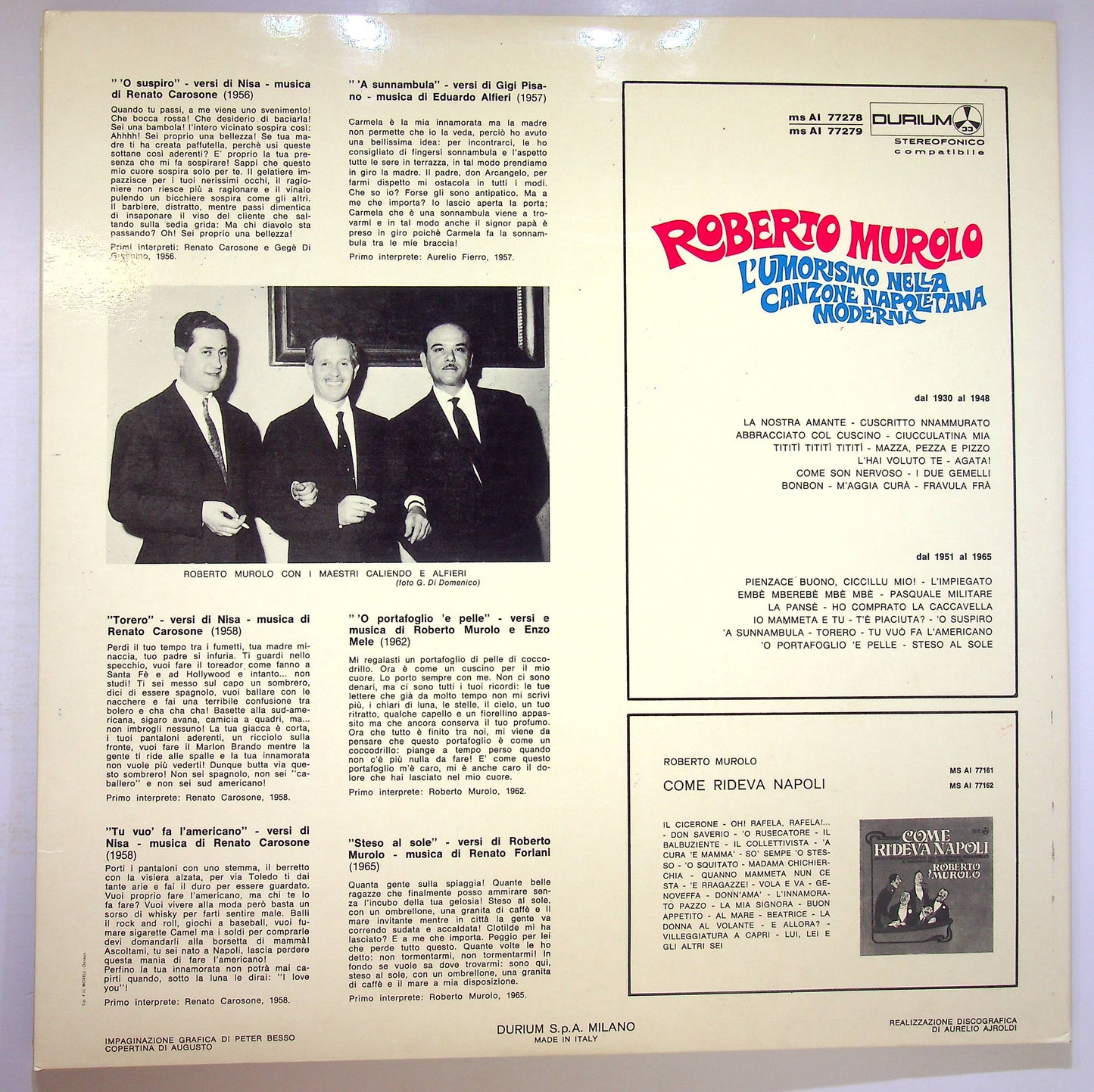 EBOND Roberto Murolo L' Umorismo Nella Canzone Napoletana Moderna Vinile V081095