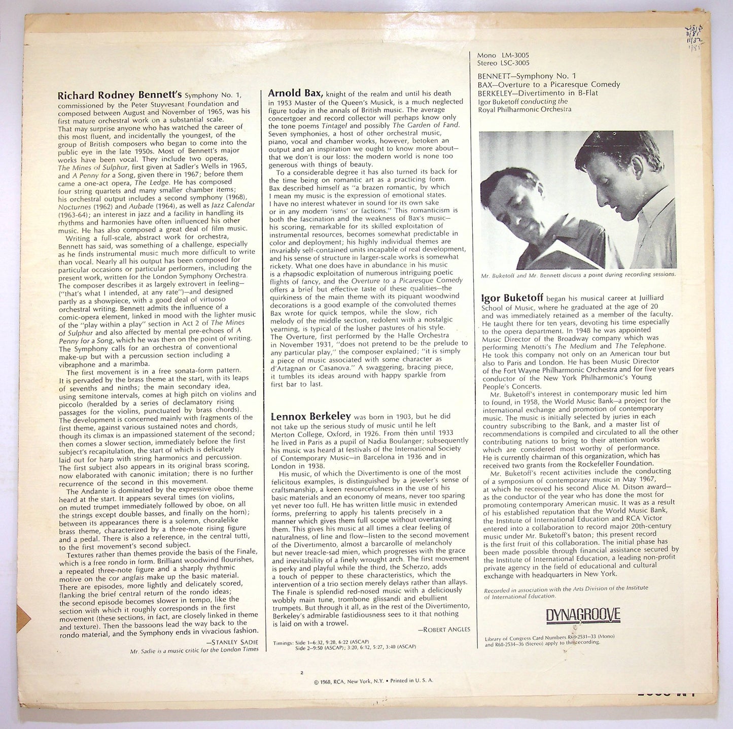 EBOND Richard Rodney Bennett - Symphony No. 1 Vinile V081143