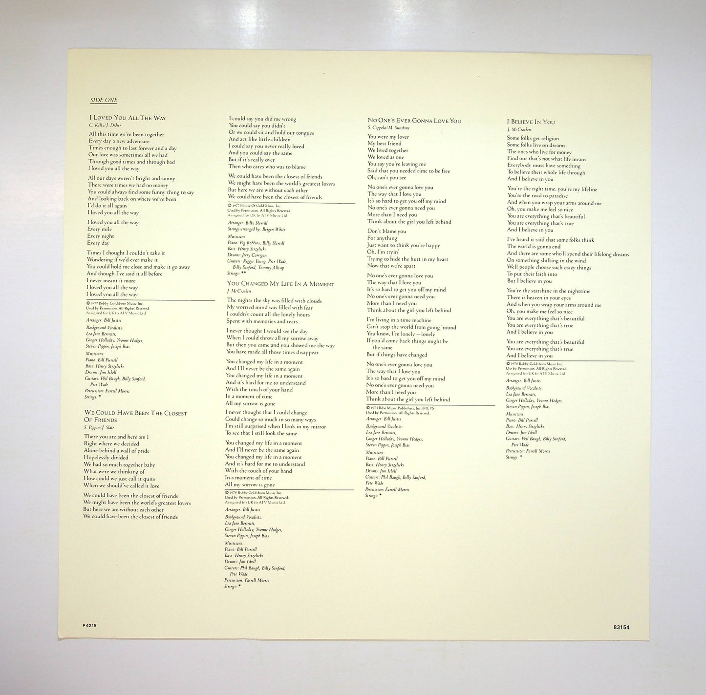 EBOND Janie Fricke - Singer Of Songs Vinile V082082