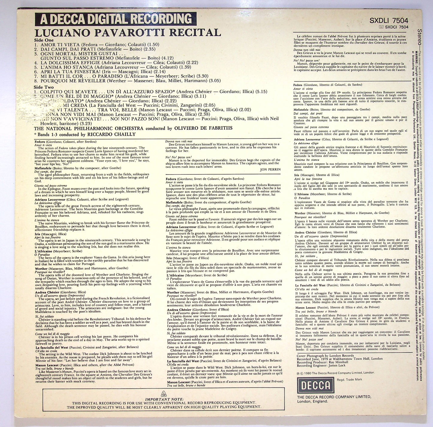 EBOND Luciano Pavarotti - Luciano Pavarotti Recital Vinile V082137