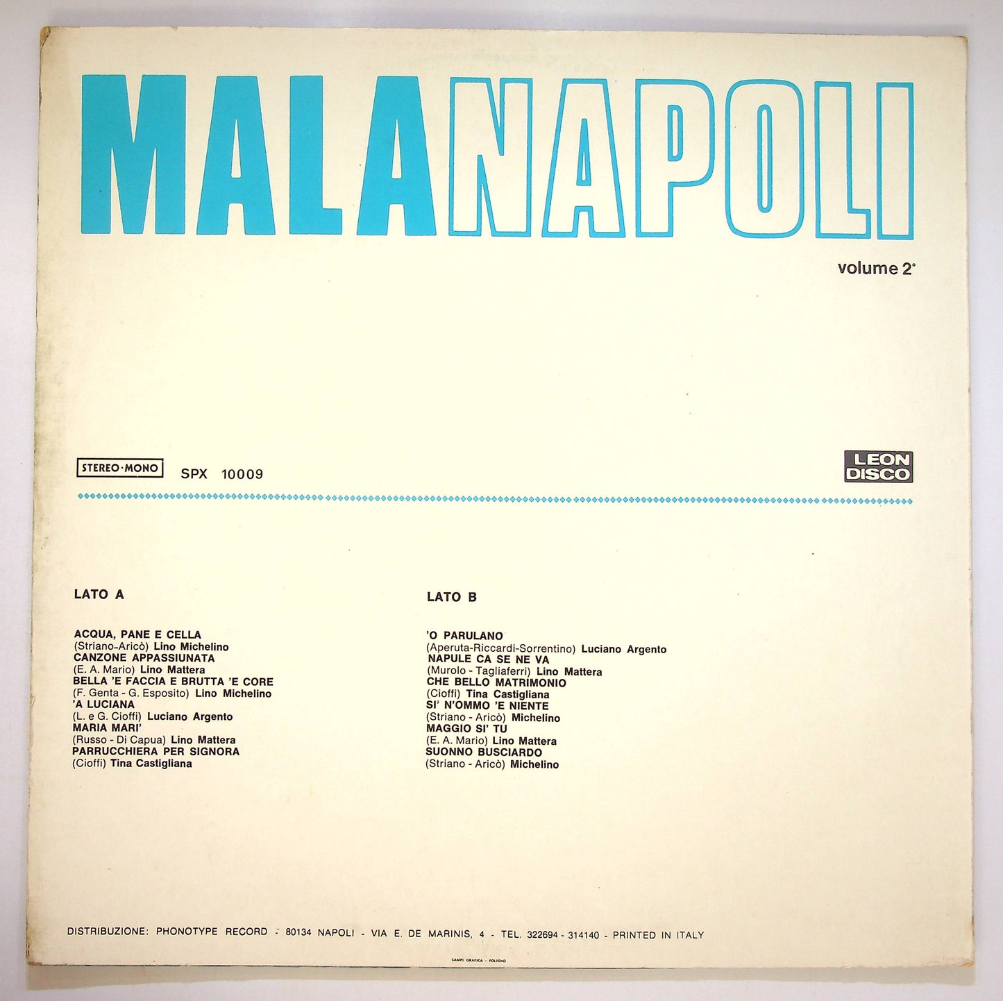 EBOND Various - Mala Napoli Volume 2º Vinile V083037