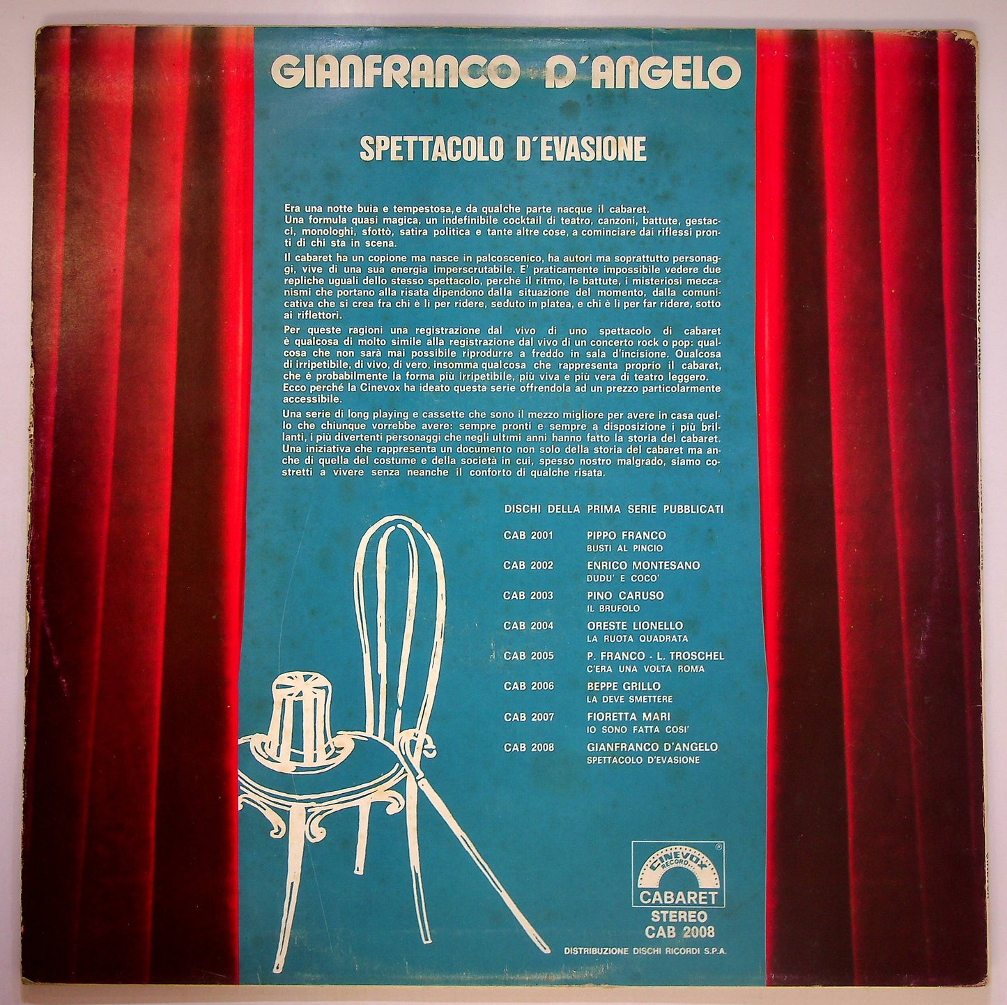 EBOND Gianfranco D'Angelo - Spettacolo D'Evasione Vinile V083045