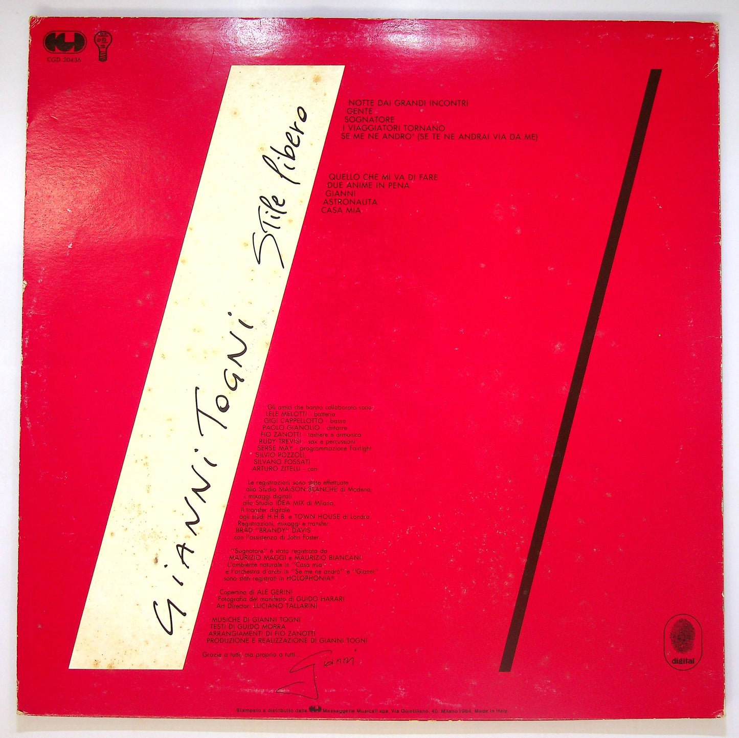 EBOND Gianni Togni - Stile Libero Vinile V083047