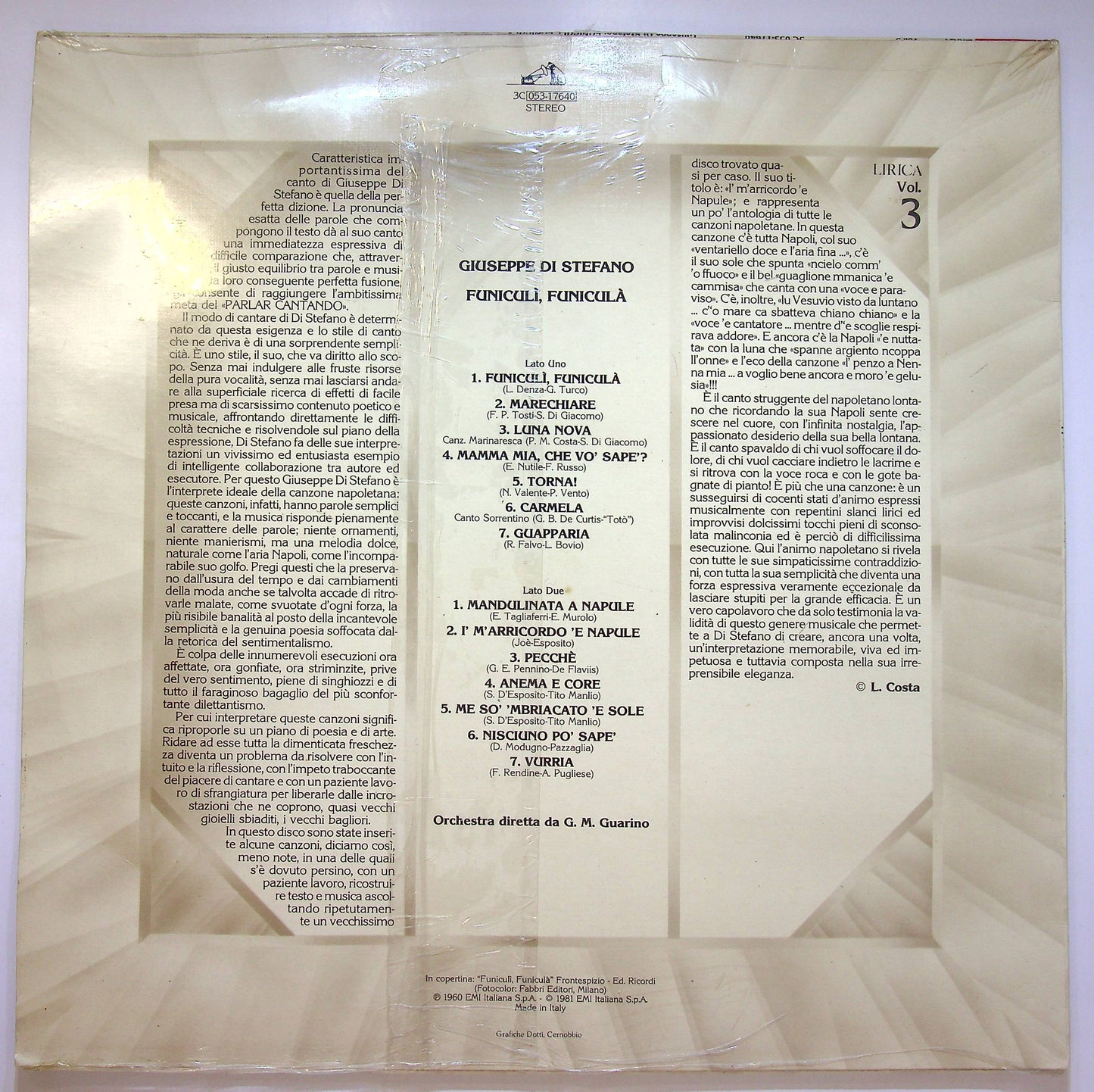 EBOND Giuseppe di Stefano - Funiculi Funicula Vinile V083056