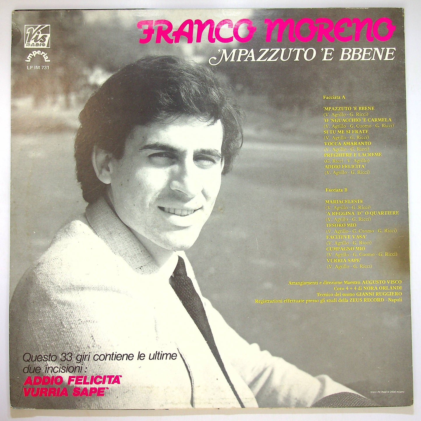 EBOND Franco Moreno - 'Mpazzuto 'E Bbene Vinile V083096