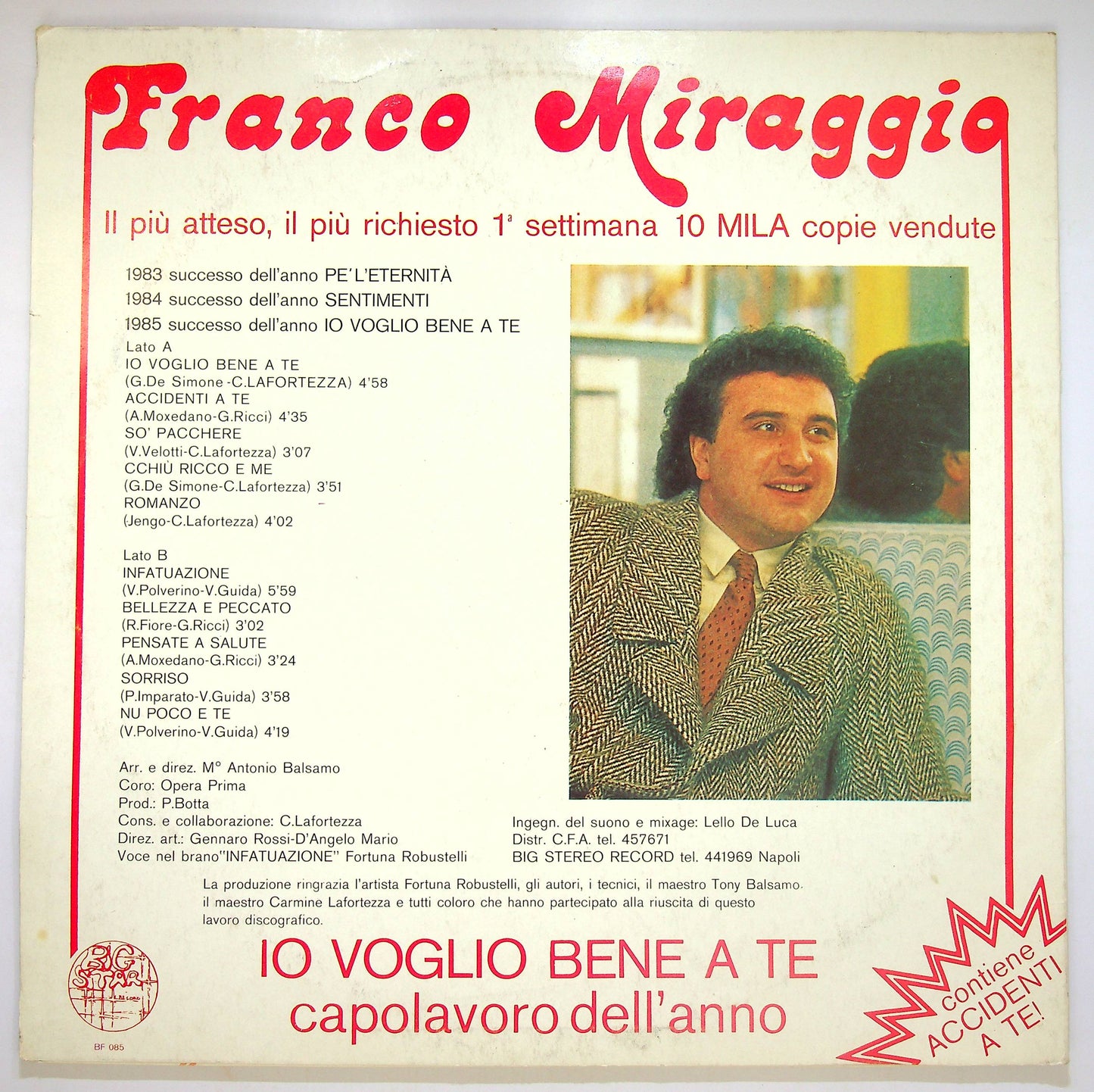 EBOND Franco Miraggio - Io Voglio Bene A Te Vinile V083099