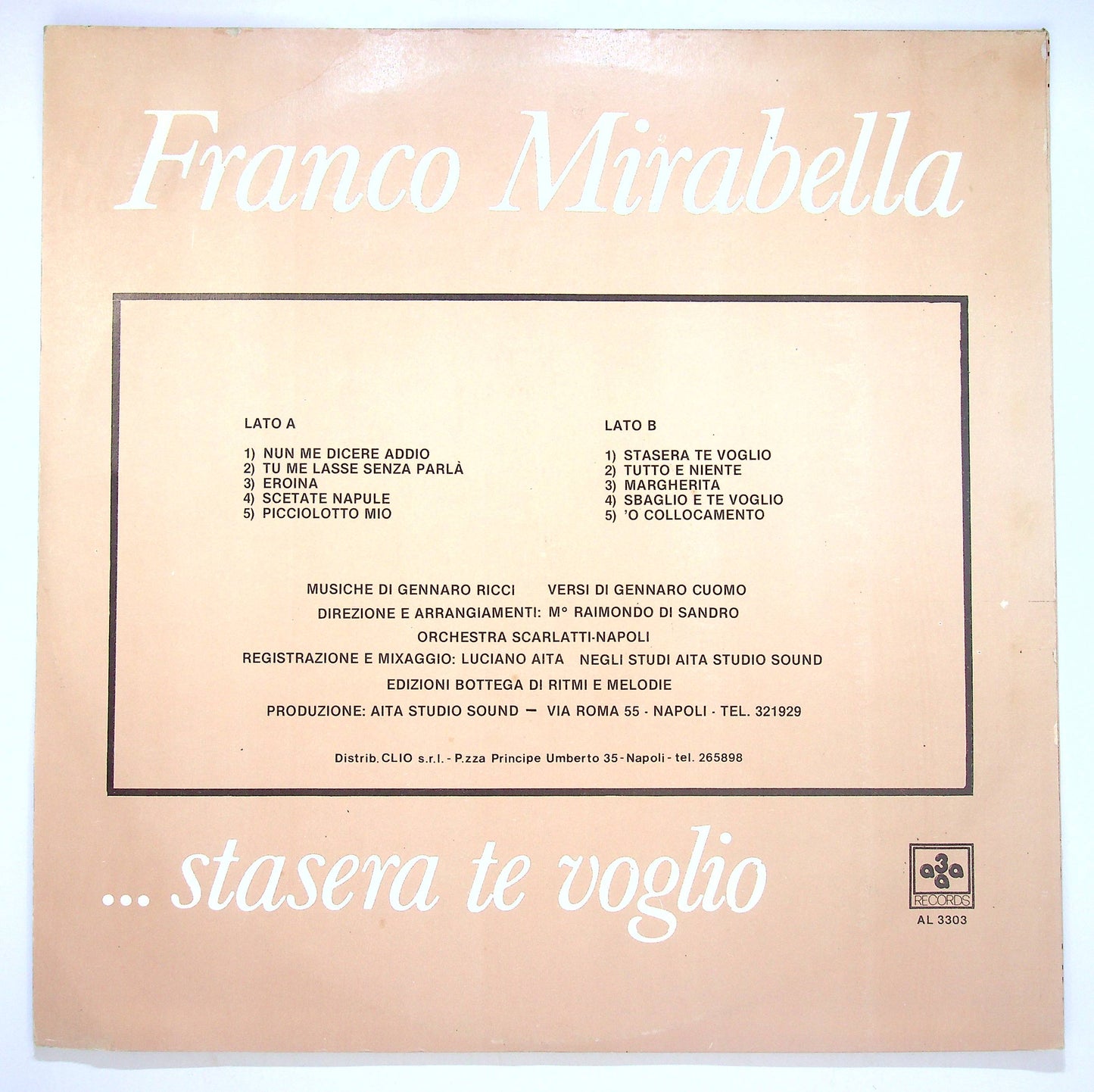 EBOND Franco Mirabella - ... Stasera Te Voglio Vinile V083102