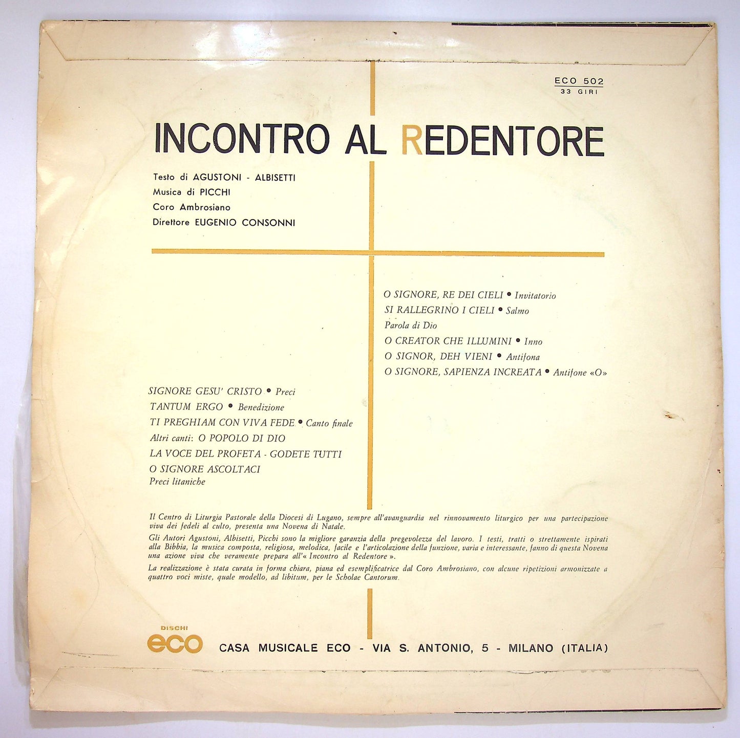 EBOND Various - Incontro Al Redentore Vinile V083122