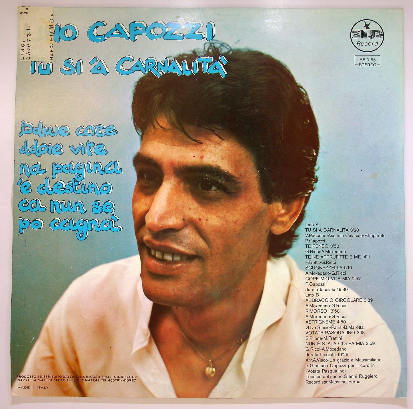 EBOND Lino Capozzi - Tu Si 'A Carnalita Vinile V083141