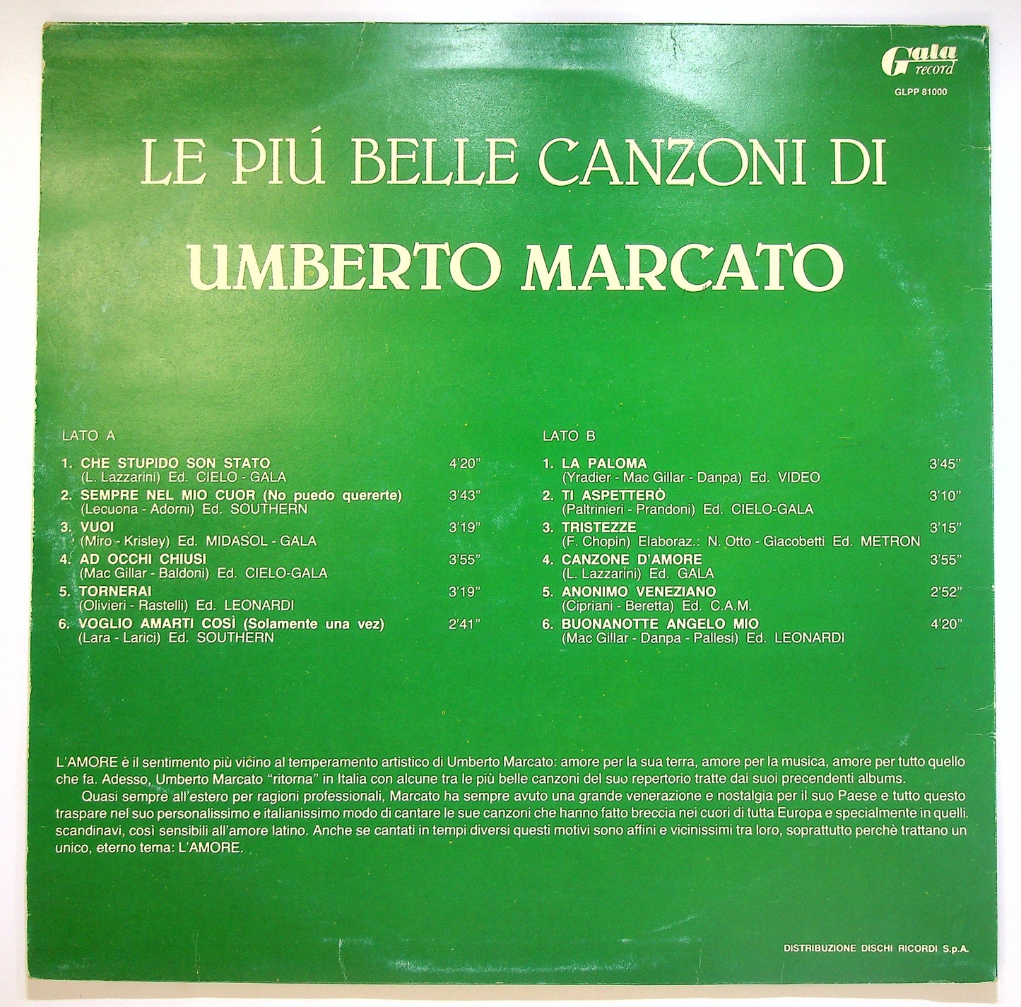 EBOND Umberto Marcato - Le Piu Belle Canzoni Di Umberto Marcato Vinile V084093