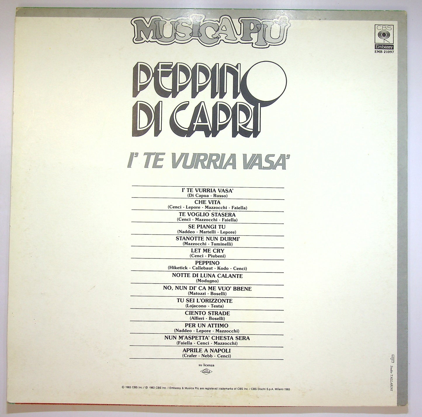 EBOND Peppino Di Capri - I' Te Vurria Vasa' Vinile V084095