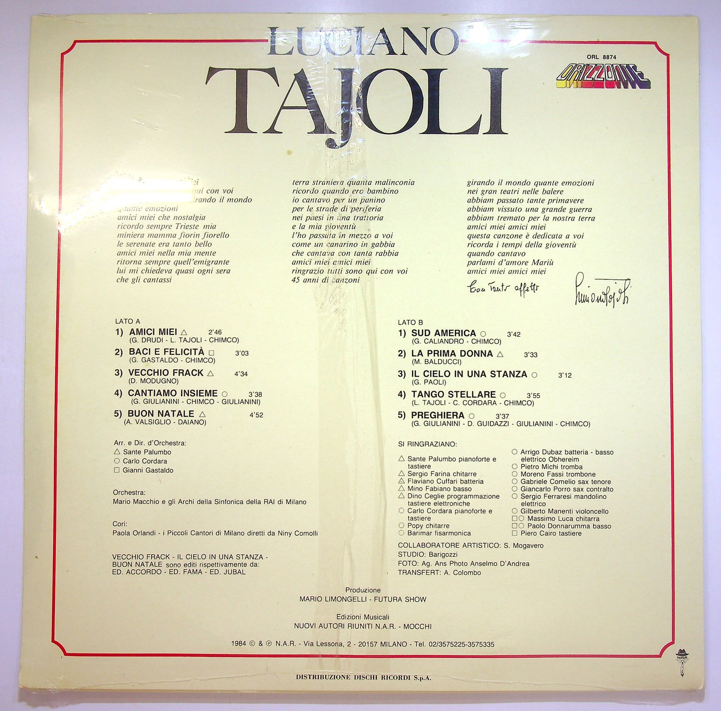 EBOND Luciano Tajoli - 45 Anni Con Voi Amici Miei Vinile V084123