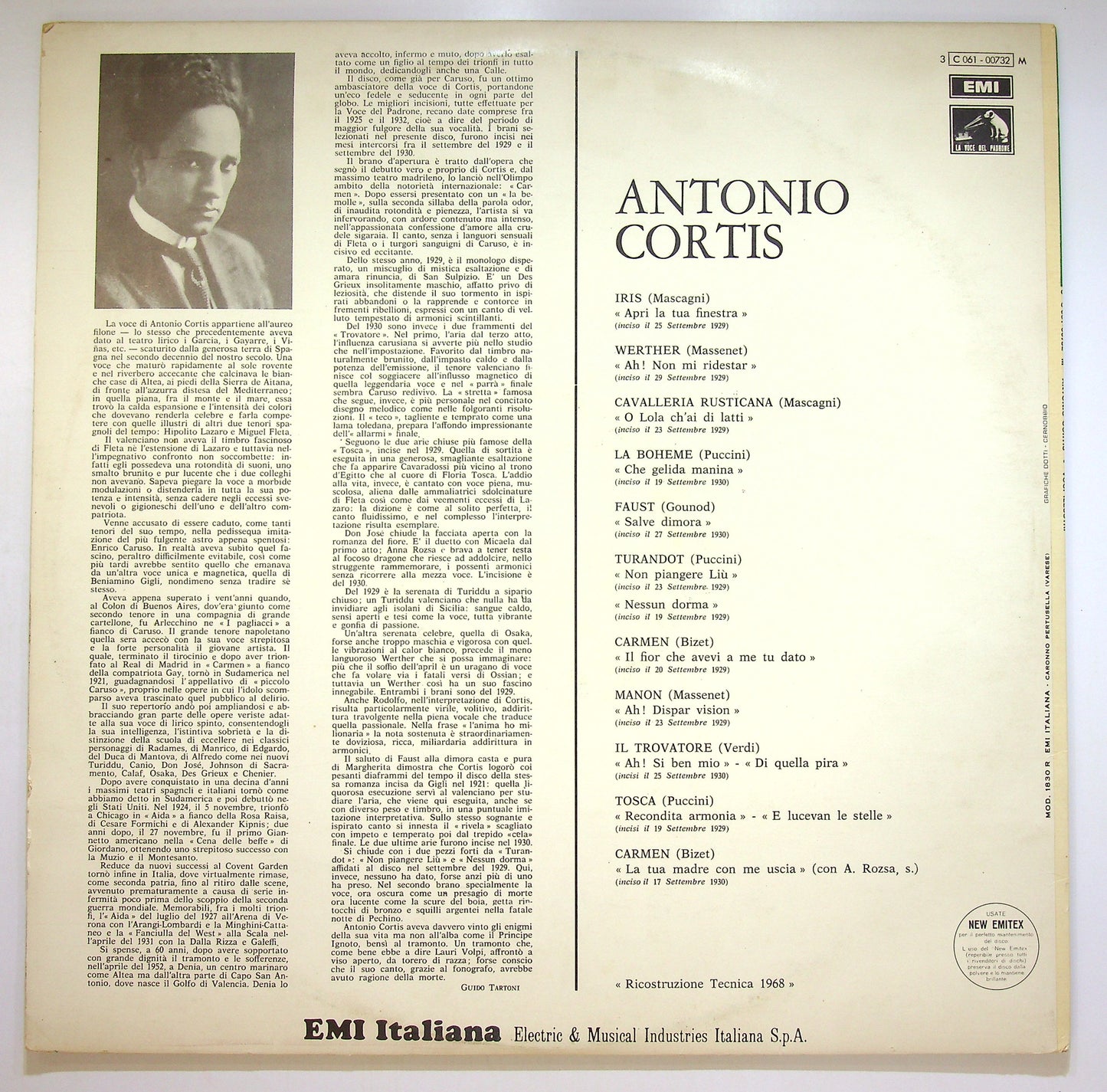 EBOND Antonio Cortis - Voci Illustri Vinile V084135