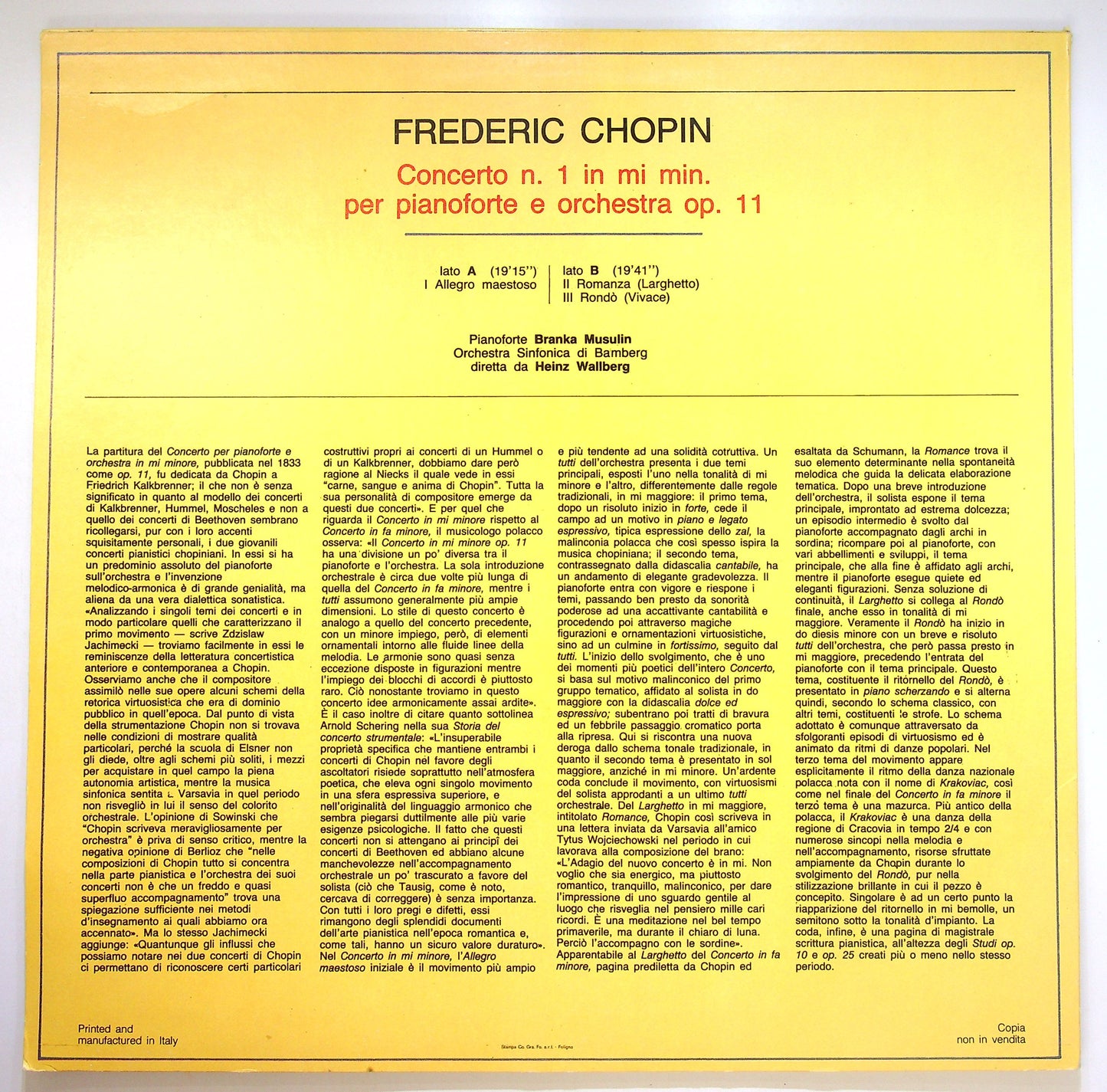 EBOND Chopin - Concerto N. 1 In Mi Minore Vinile V084145
