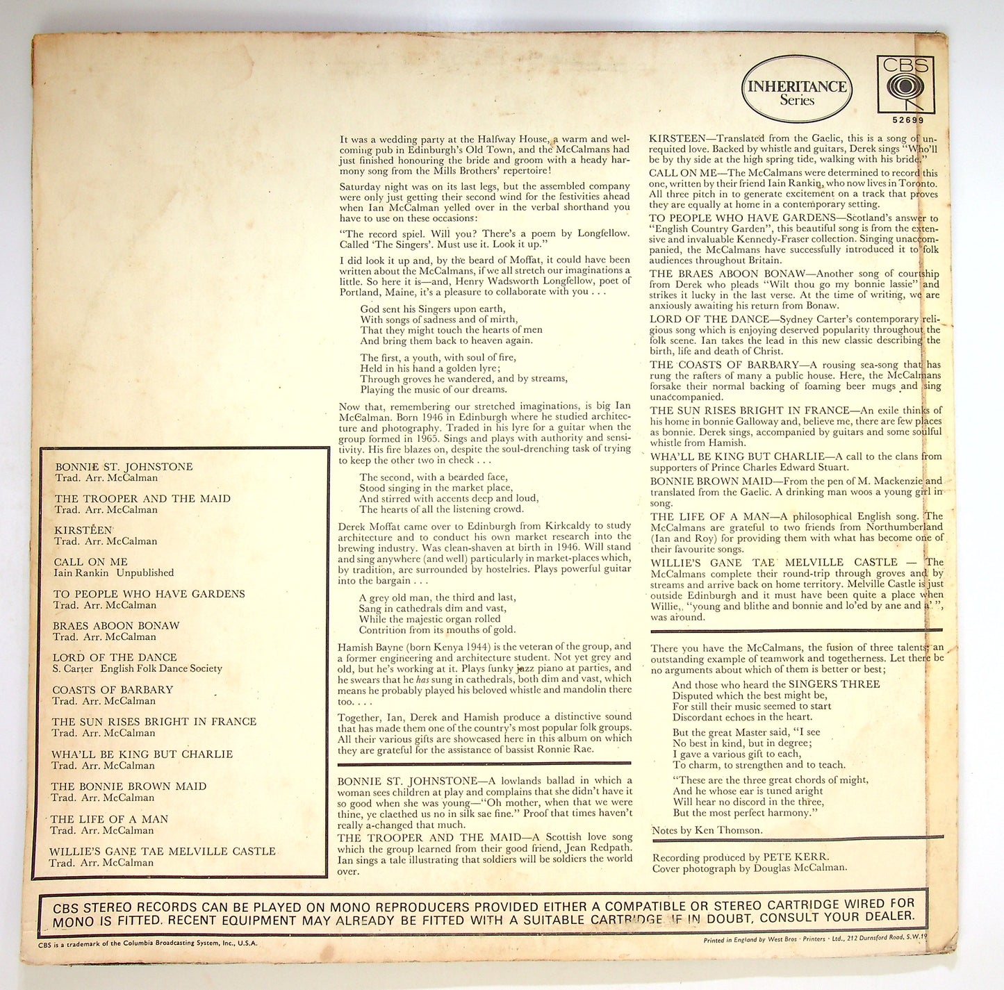 EBOND The McCalmans - Singers Three Vinile V085020