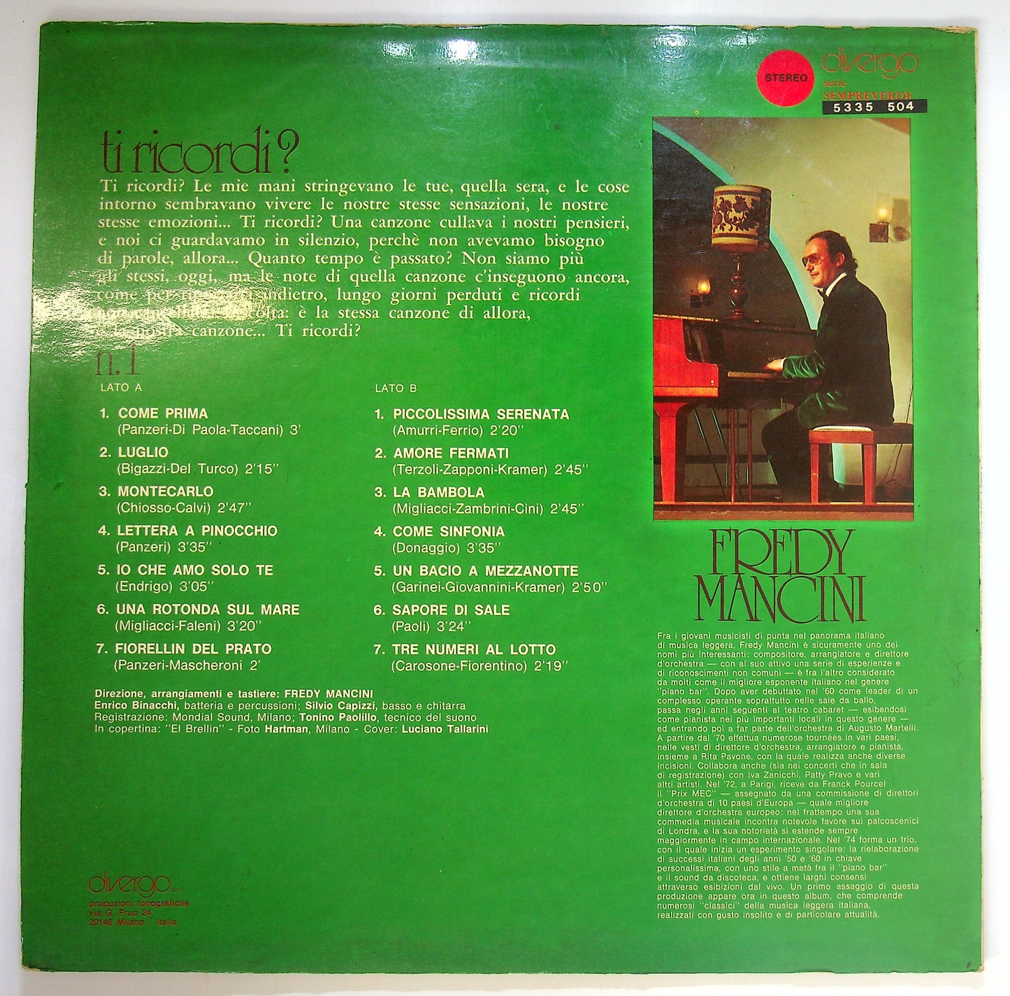 EBOND Fredy Mancini - Ti Ricordi? N.1 Vinile V085034