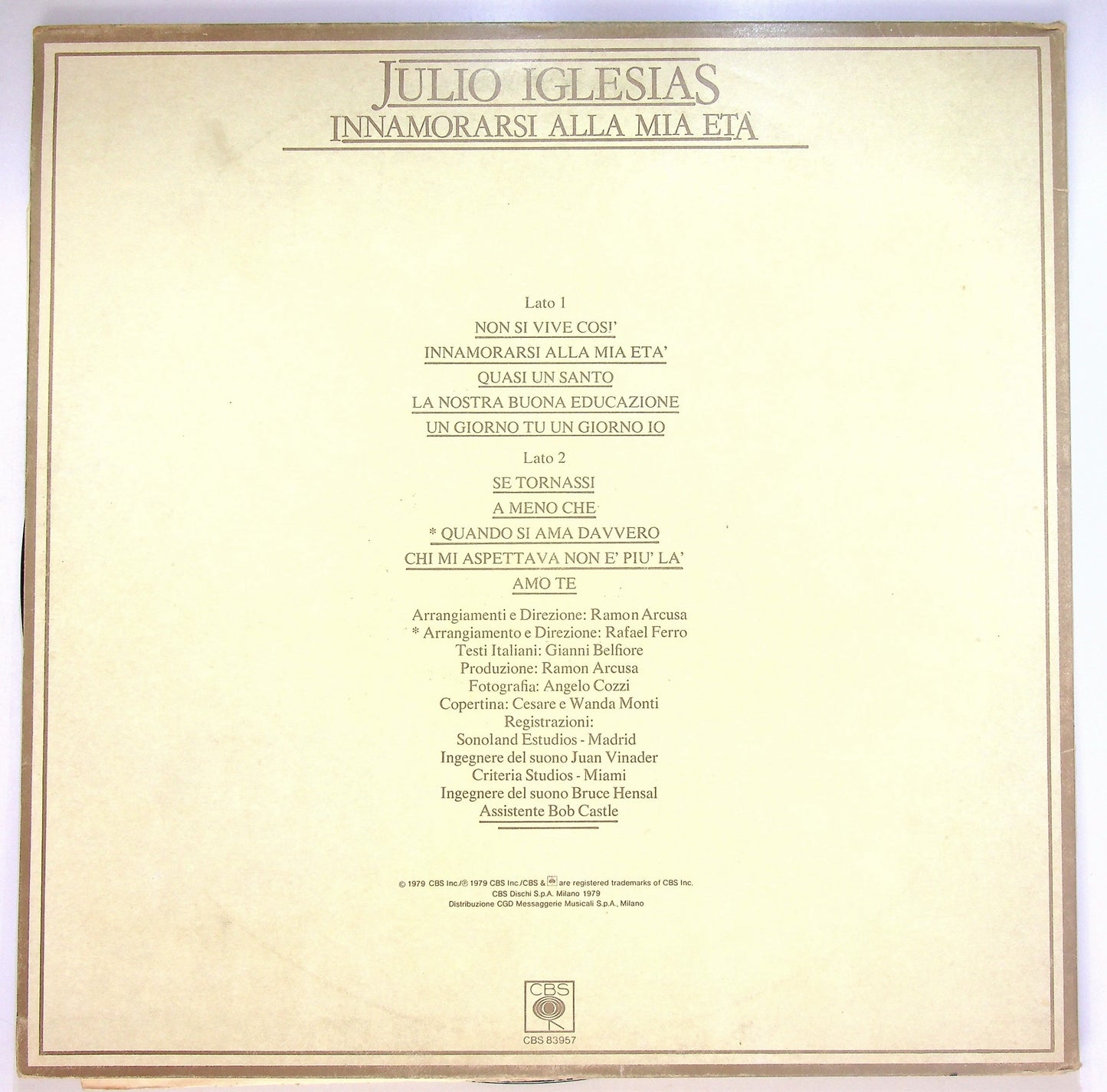 EBOND Julio Iglesias - Innamorarsi Alla Mia Eta Vinile V085046