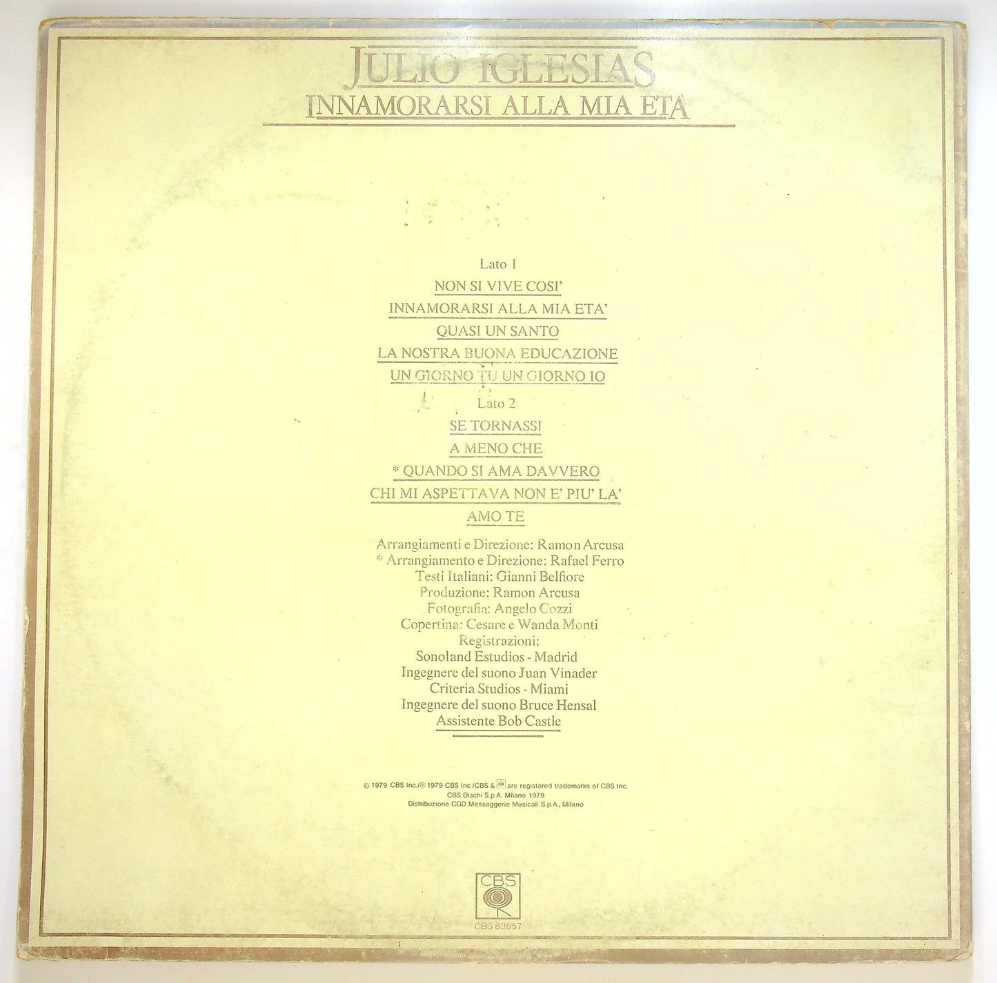 EBOND Julio Iglesias - Innamorarsi Alla Mia Eta Vinile V085065