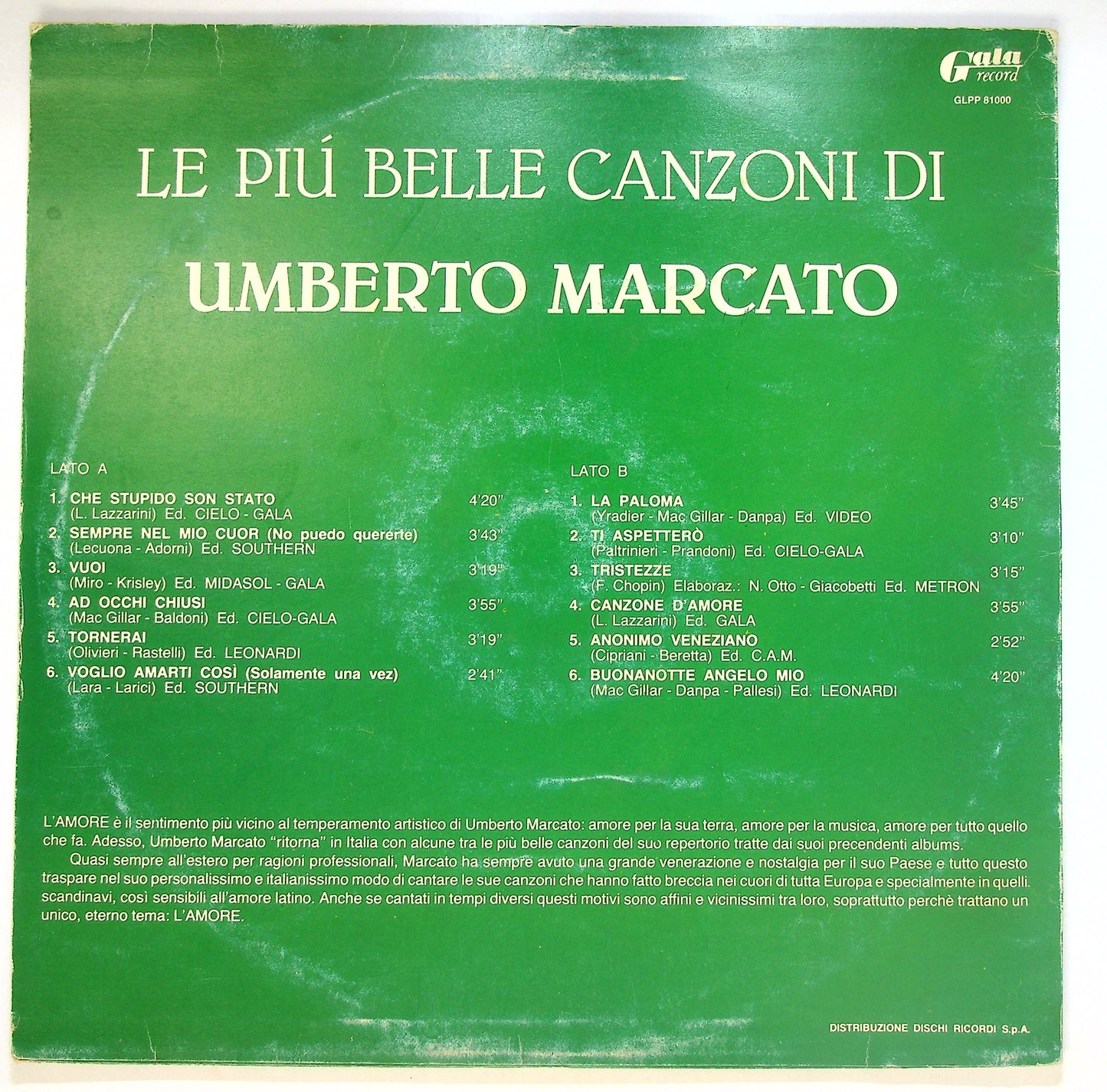 EBOND Umberto Marcato - Le Piu Belle Canzoni Di Umberto Marcato Vinile V085077