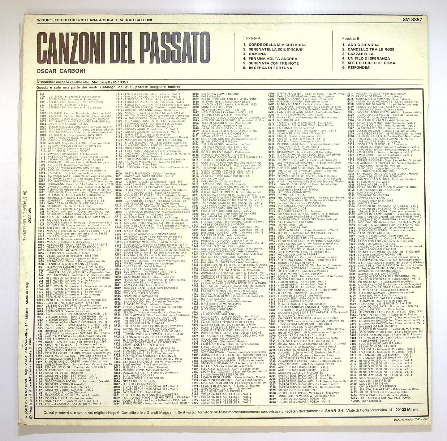 EBOND Oscar Carboni - Canzoni Del Passato Vinile V085129