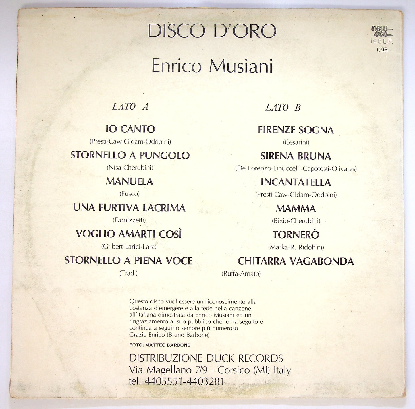 EBOND Enrico Musiani - Disco D'Oro Vinile V086036