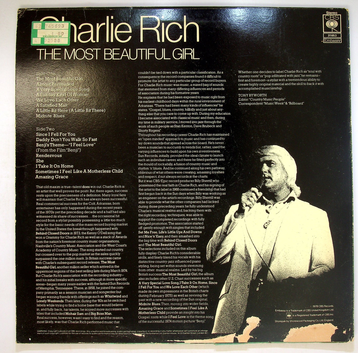 EBOND Charlie Rich - The Most Beautiful Girl Vinile V086145