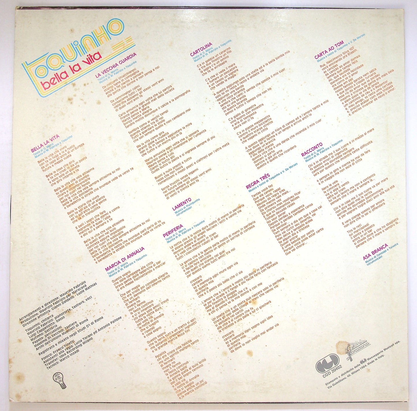 EBOND Toquinho - Bella La Vita Vinile V087052