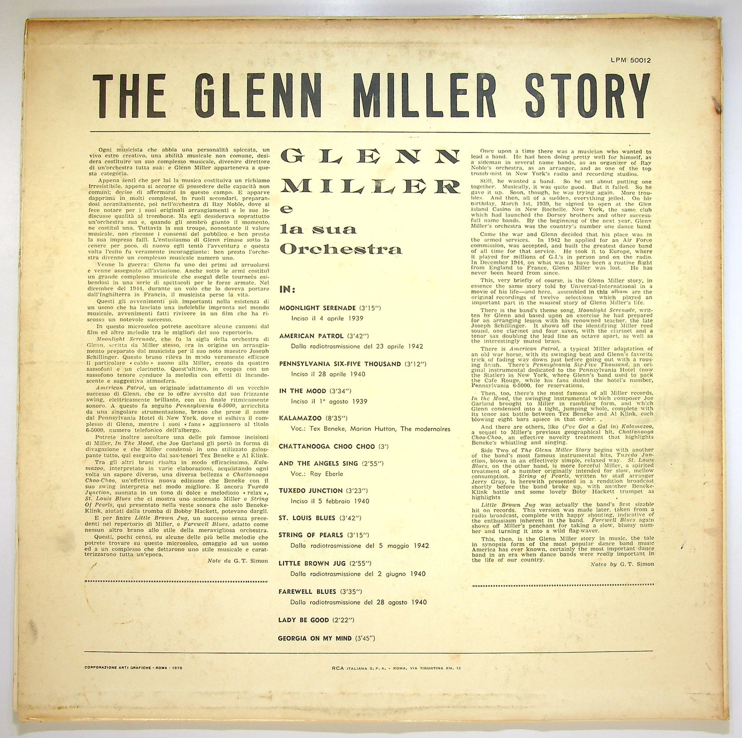 EBOND Glenn Miller E La Sua Orchestra - The Glenn Miller Story Vinile V087070