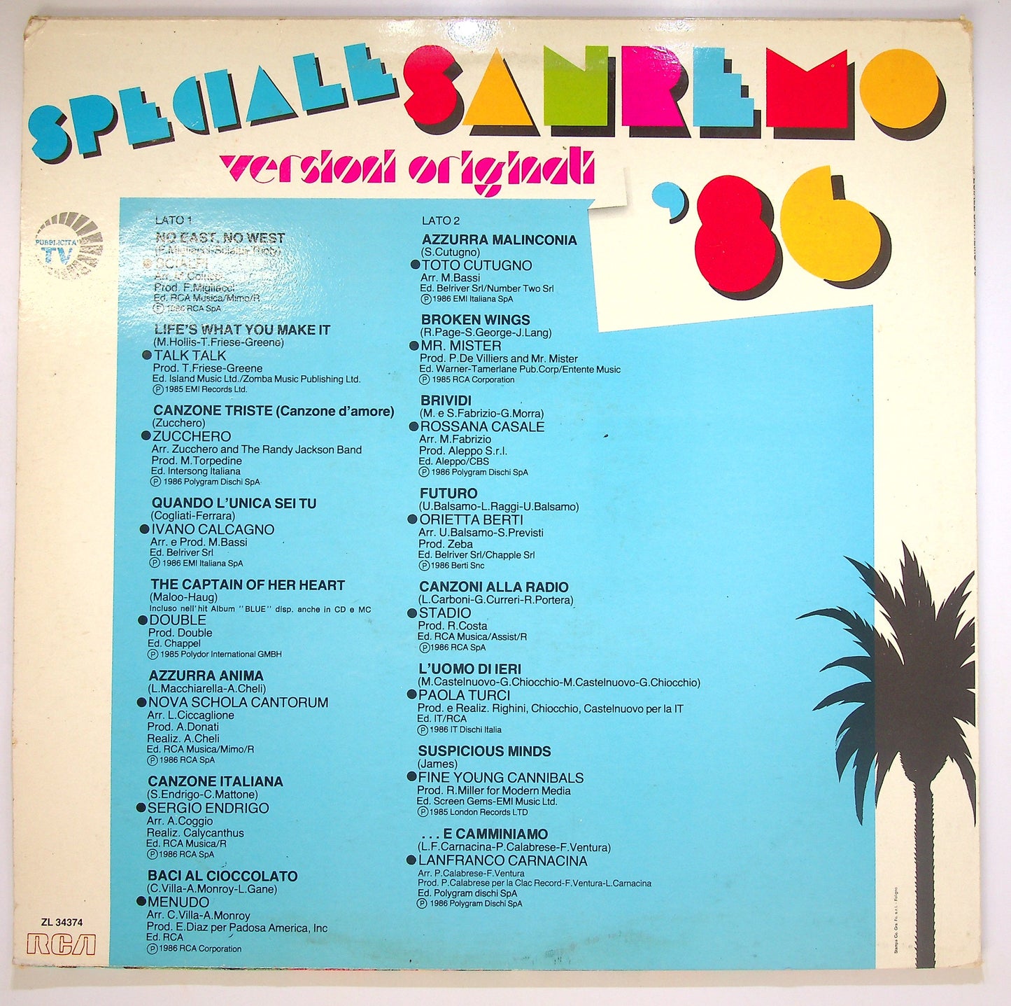 EBOND Various - Speciale Sanremo '86 Vinile V087081