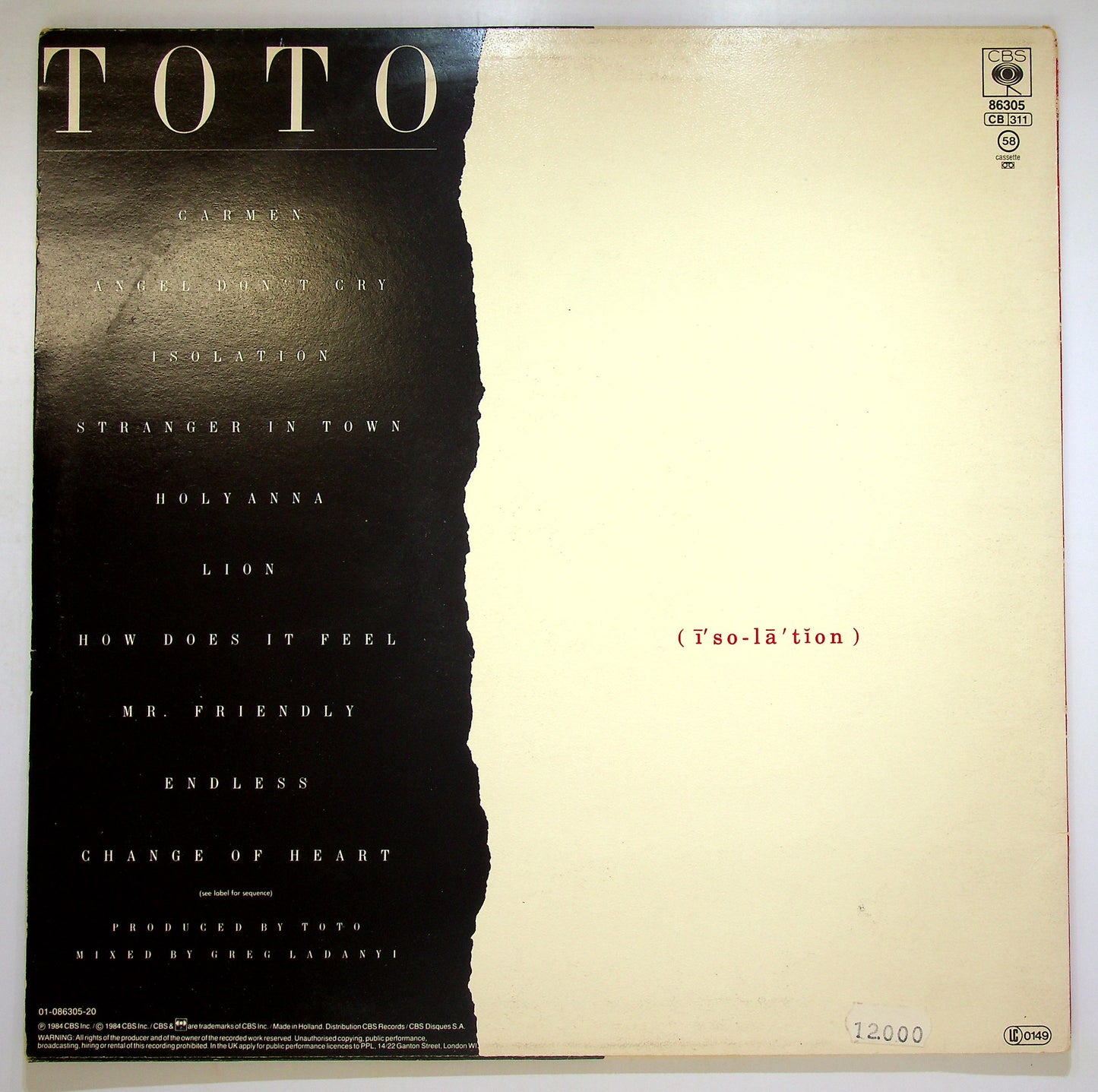 EBOND Toto - Isolation Vinile V088022