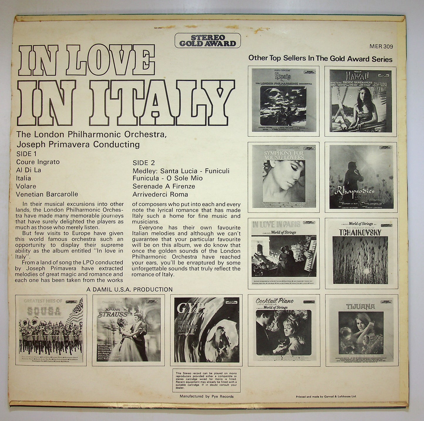 EBOND The London Philharmonic Orchestra - In Love In Italy Vinile V088121