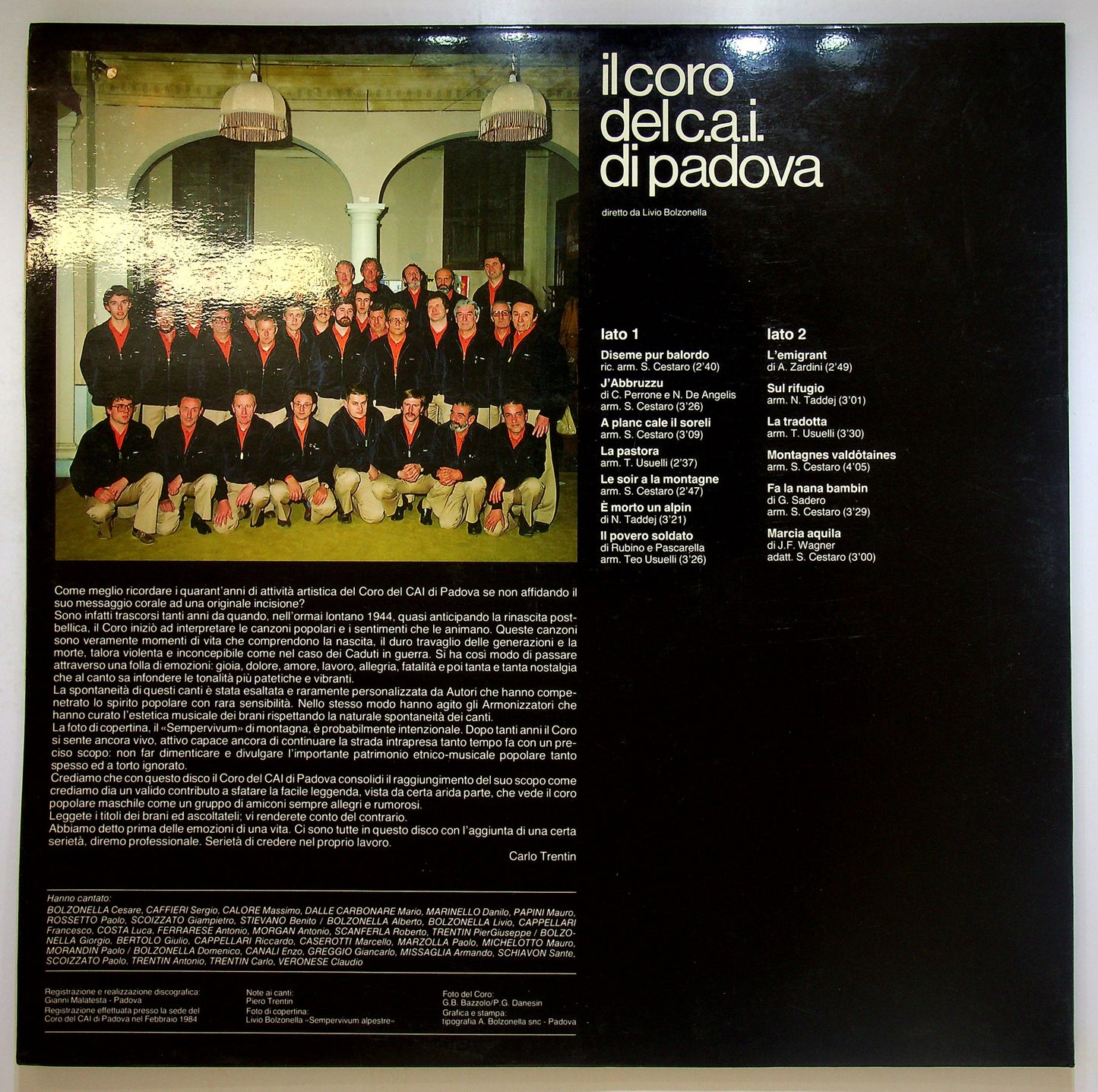 EBOND Il Coro Del C.A.I. Di Padova - 1944-1984 Vinile V088147